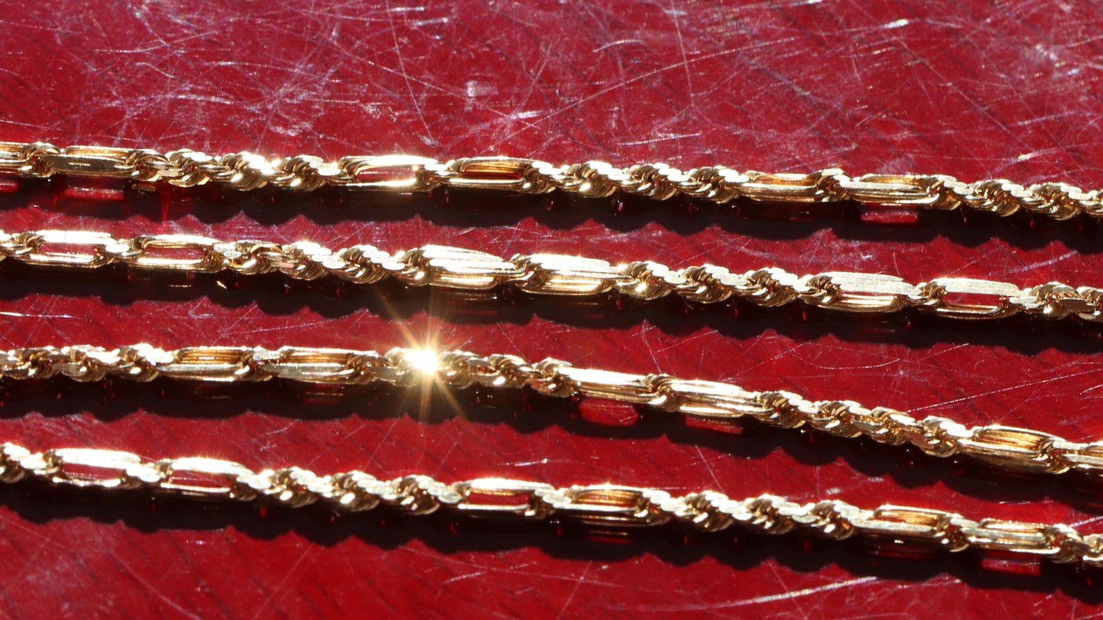 14k yellow gold necklace 20.0″ Figarope chain vintage 7.90gr N3637 Fortunoff