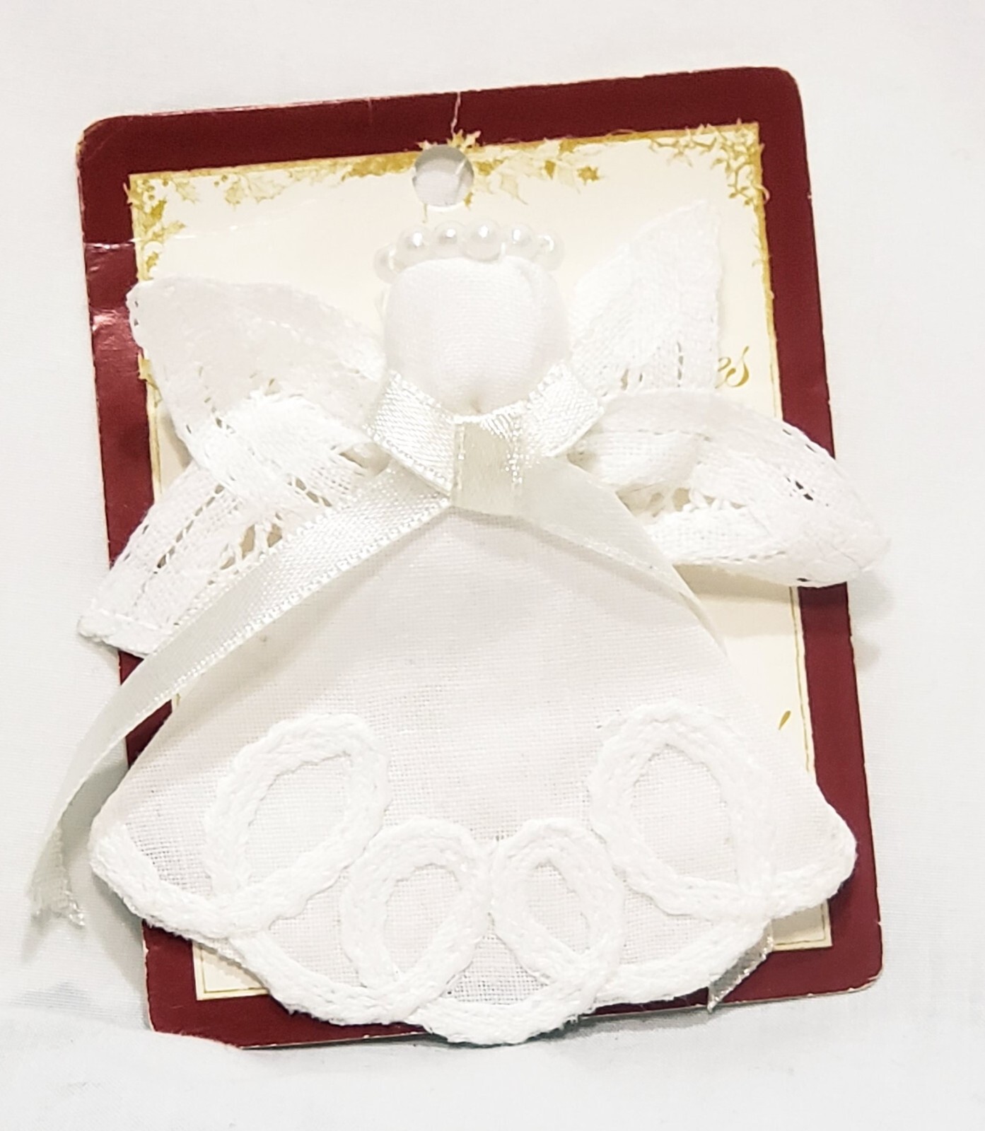 Lace Angel White Fabric Fashion Brooch 3″ Golden Treasures