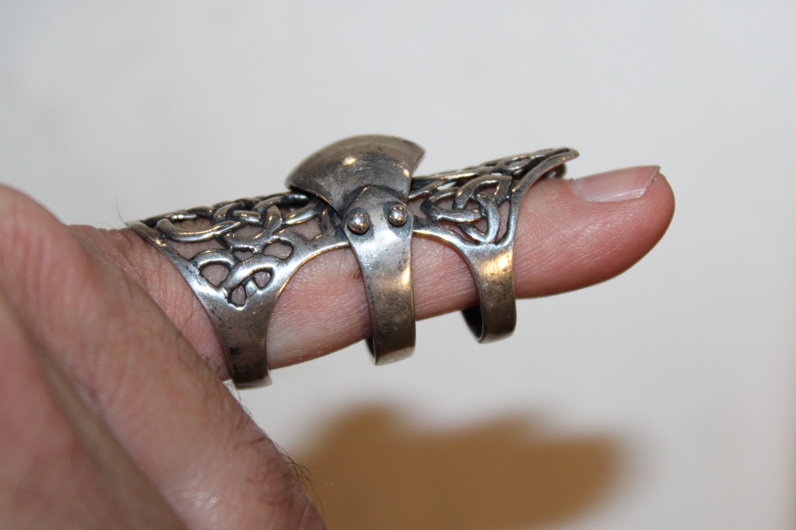 Vintage Full Finger Armor Joint Knuckle Men Women 925 Sterling Silver Ring