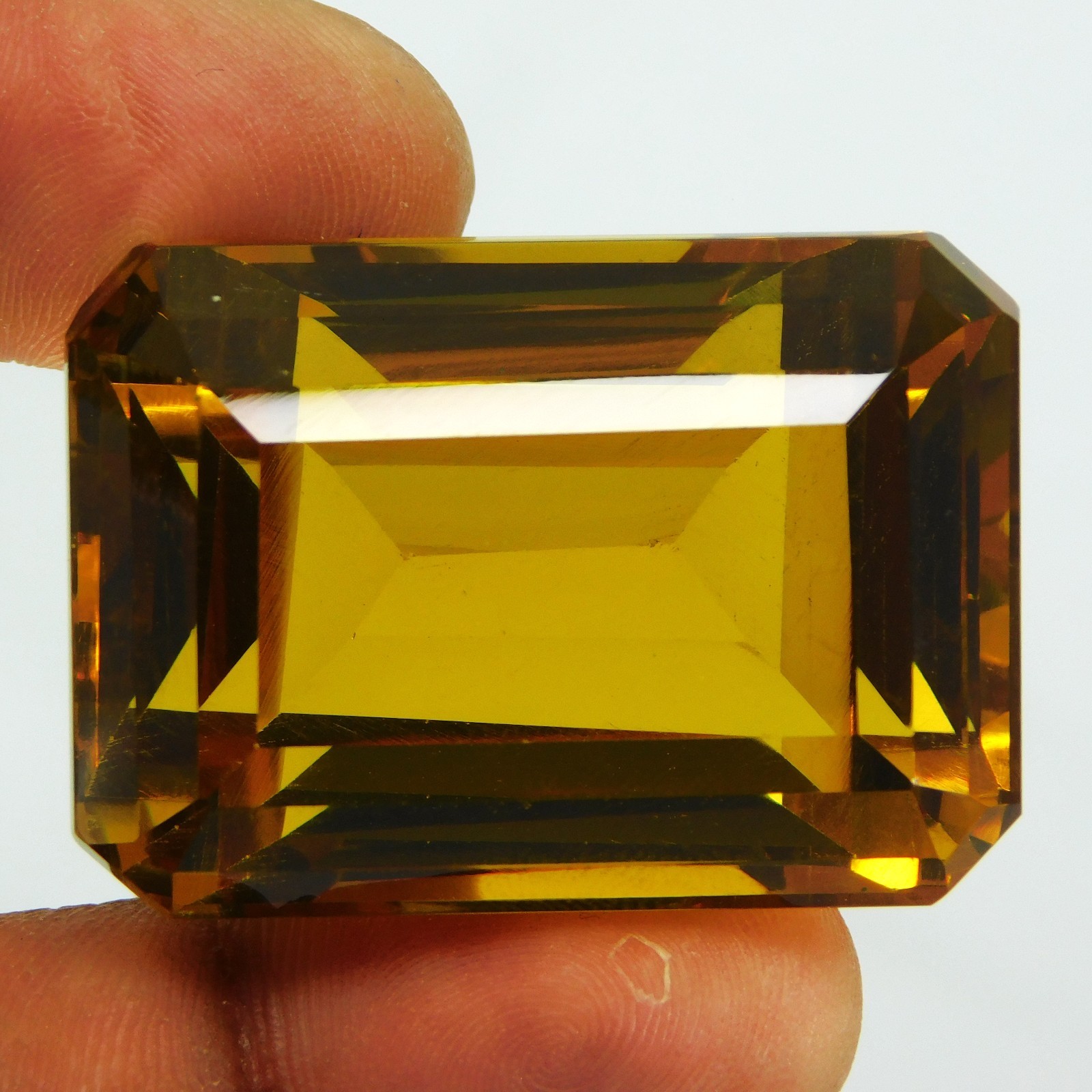 Certified 190.00 Cts Natural Mogok Painite Orange Yellow Emerald Shape Gemstone