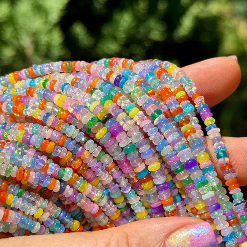 Disco Opal Beads, 3mm to 4mm, Ethiopian Opal Beads, Multi Color Opal Beads,