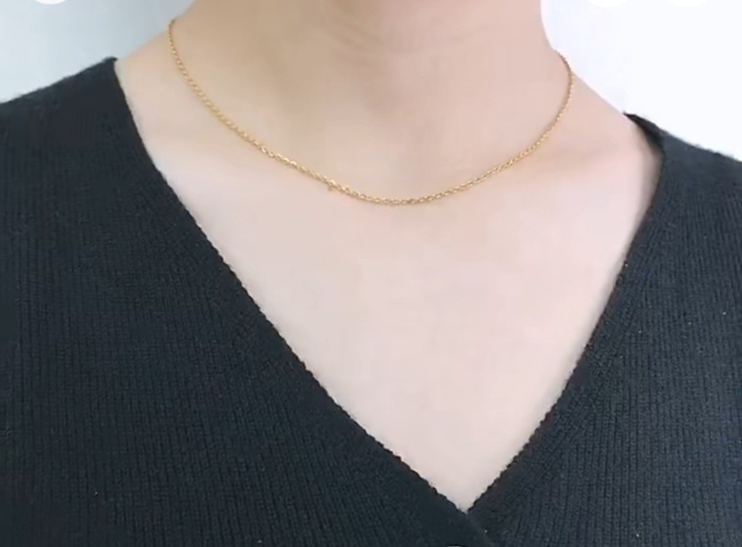 Gold-Plated Stainless Steel Chain Necklace 45+5 cm 2mm Unisex Daily Decor