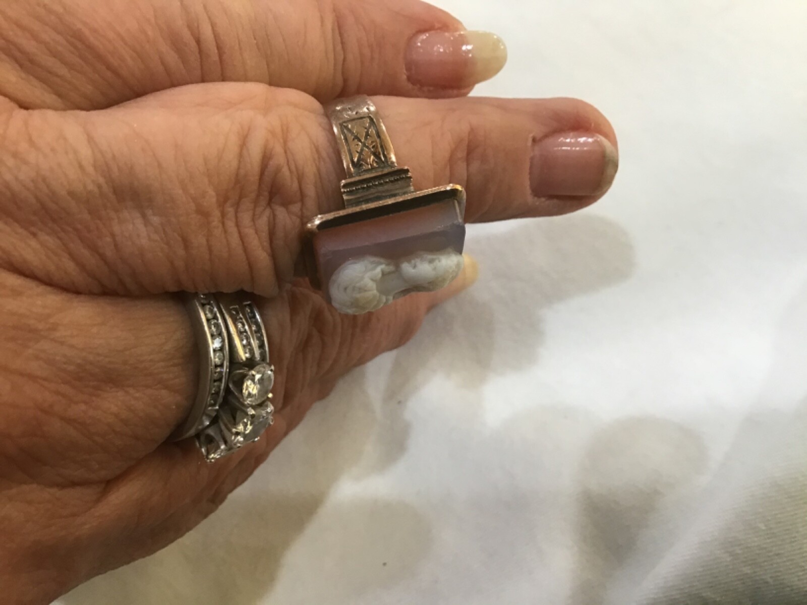 ANTIQUE EDWARDIAN VICTORIAN 10kt GOLD SARDONYX CAMEO RING SZ 8? 8.99 GRAMS