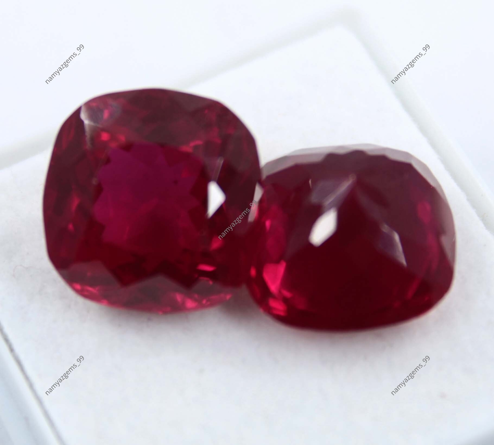 Natural Ruby Square Shape 18 Ct CERTIFIED Pigeon Blood Red Loose Gemstone Pair