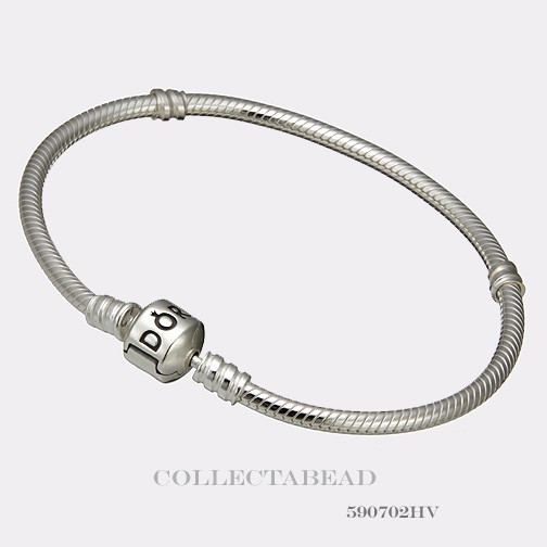 Authentic Pandora Silver Moments Barrel Clasp Snake Chain Bracelet 590702HV