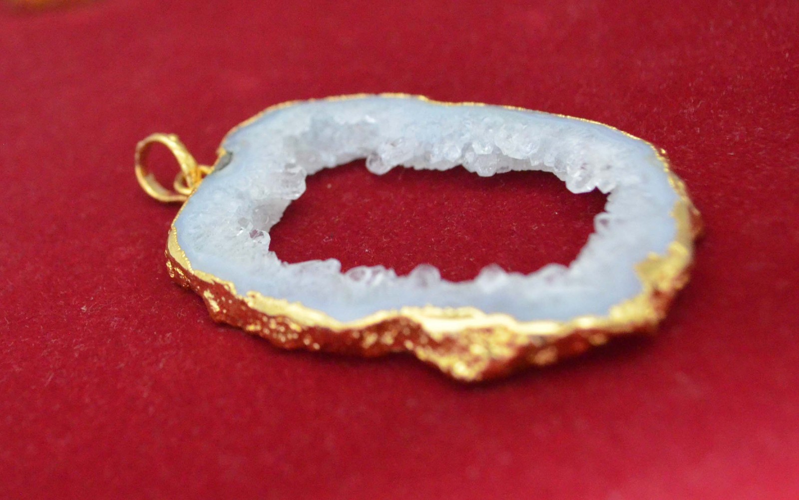 76Ct. Electroformed Gold Plated Solar Window Druzy Pendant Jewelry-A683
