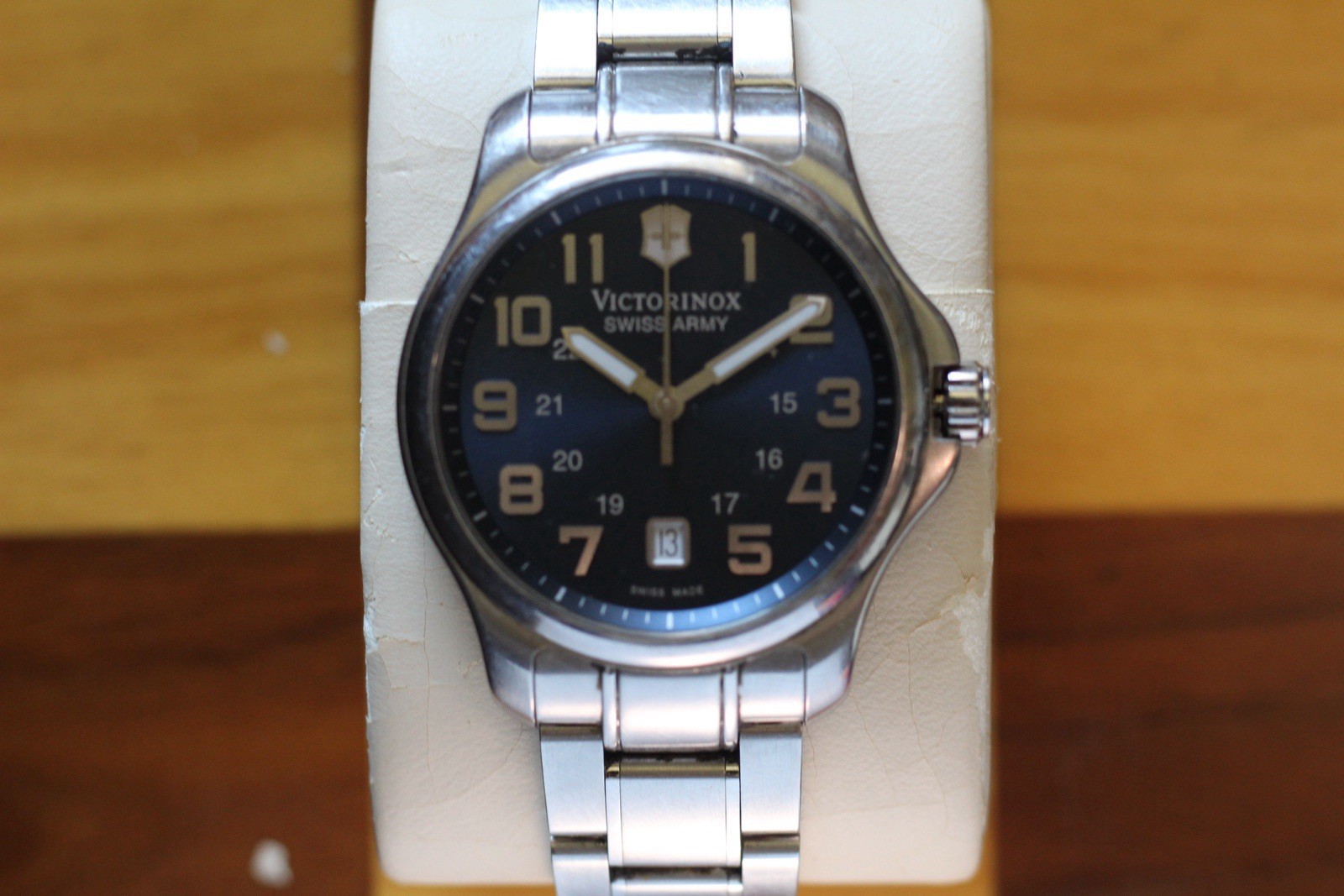 Victorinox Men’s Stainless Steel Silver Watch Blue Dial Officers Watch 241360