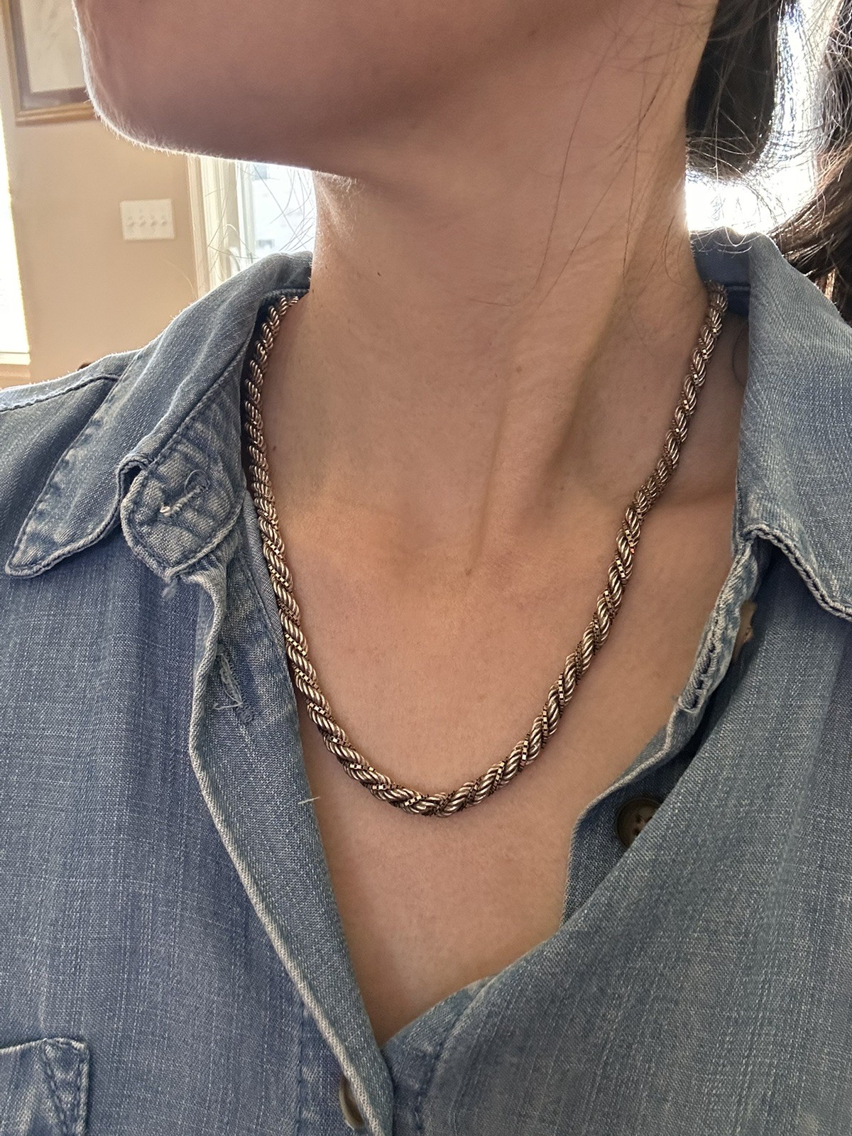 Vintage Italy Jewelry UnoAErre 925 Sterling Silver Box Twist Chain 19 Inch
