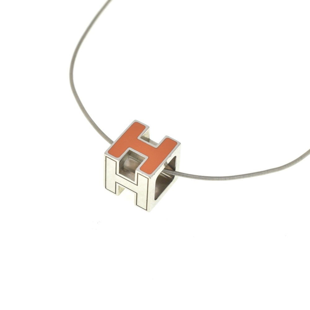 HERMES H cube Necklace Old type Ladies jewelry S#140396