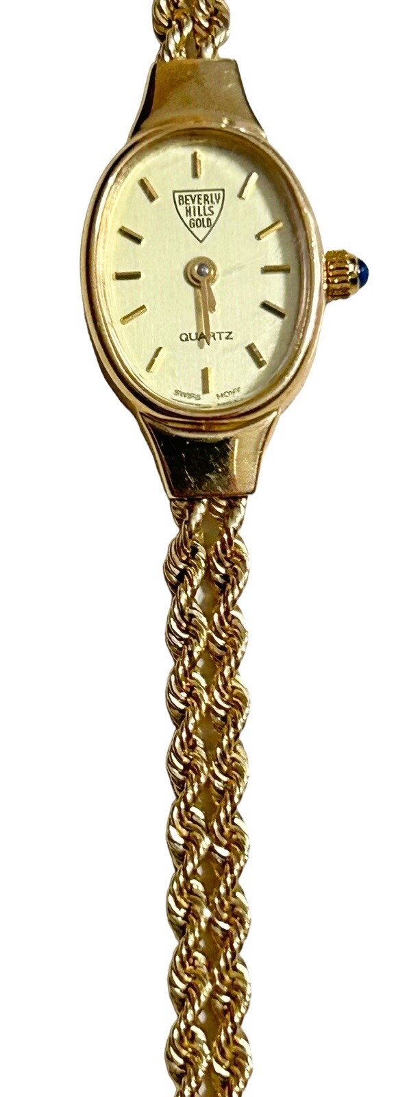 14K Gold Yellow Gold BEVERLY HILLS Women’s Rope Bracelet Watch 12.45g 6.5”