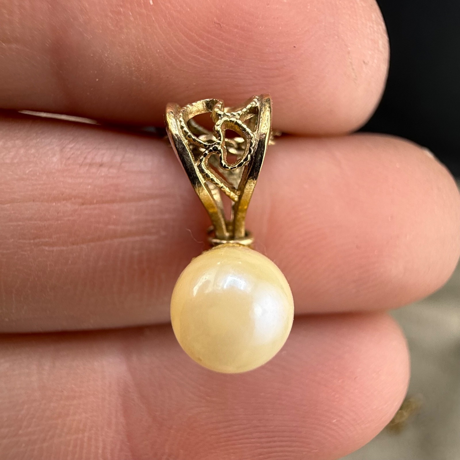 Vintage Gold Filled Necklace Pearl Signed AMCO 19”