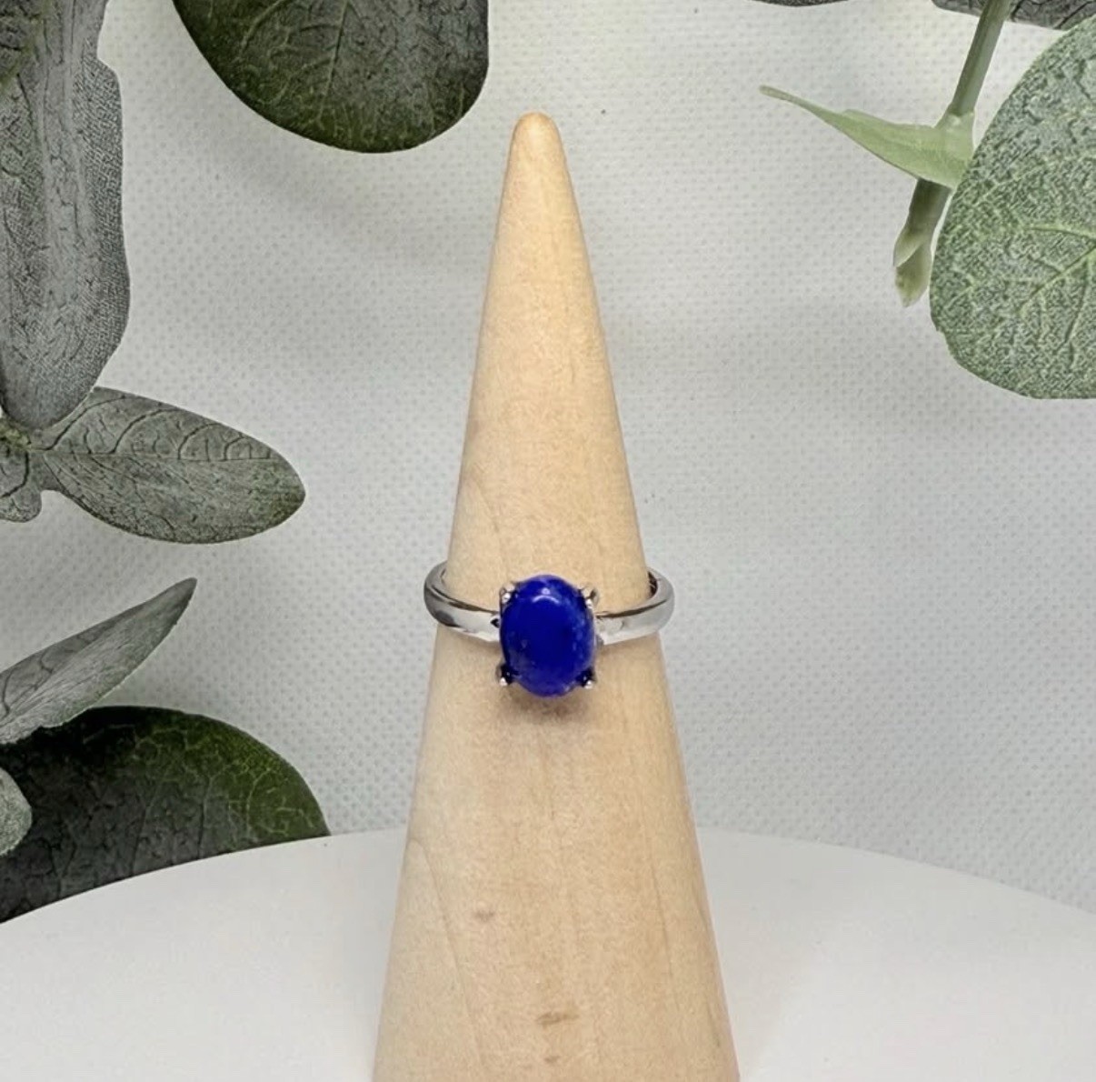 Lapis Lazuli Adjustable Alloy Ring 11.5/5.5MM