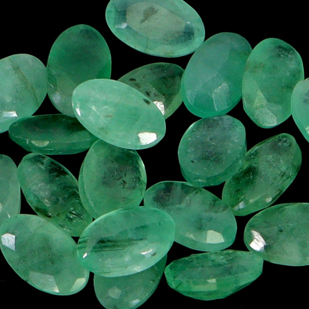 Oval Cut Natural Unheated Green Emerald Brazil 20pcs 4.90ct 5x3mm Lot Gemstone