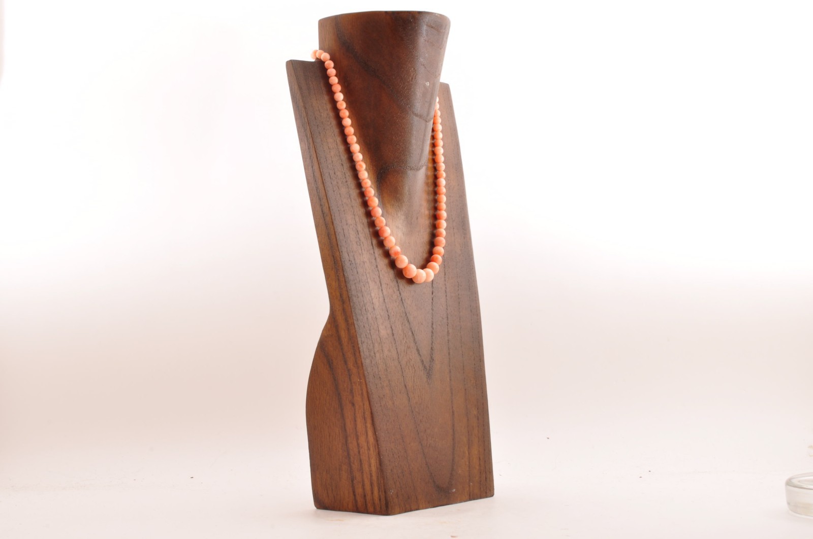 Salmon pink coral Necklace and ear clip set (total 116ct) with Certificate case.