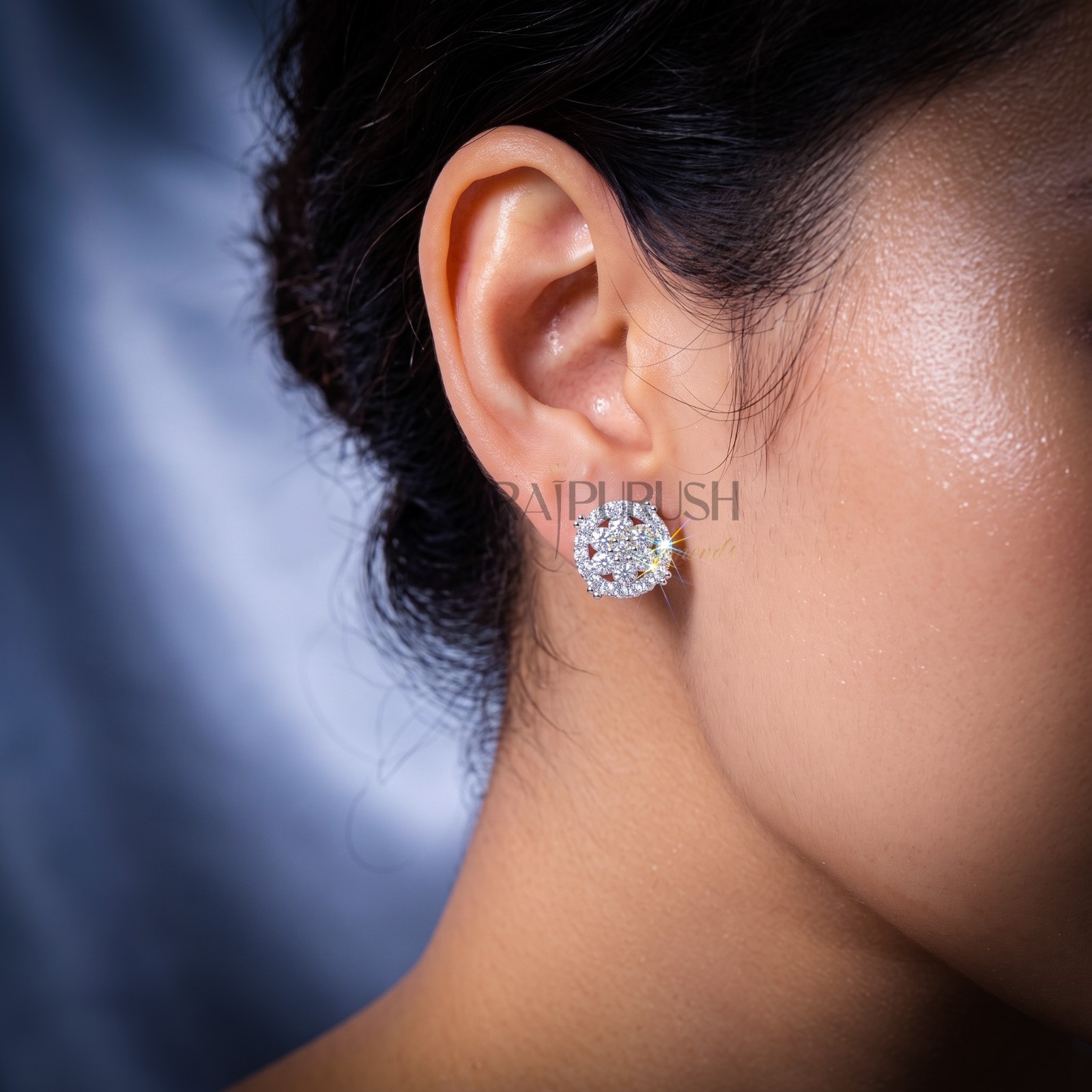 Minimalist Moissanite Cluster Stud Earrings – 14K Gold/Rose Gold Plated Silver