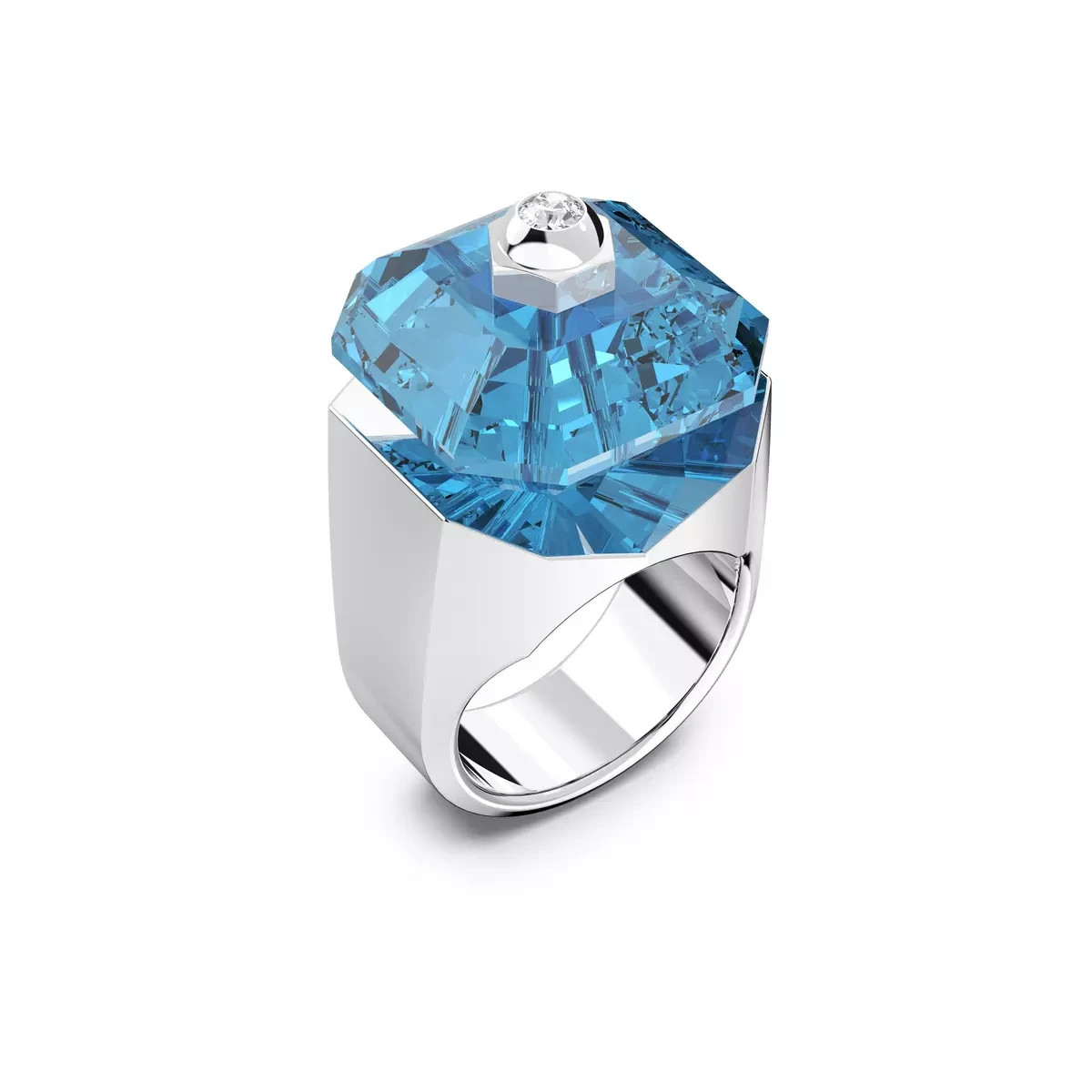 BNIB SWAROVSKI Numina Cocktail Ring Aqua /RHS Size 50 & Bag £195.00