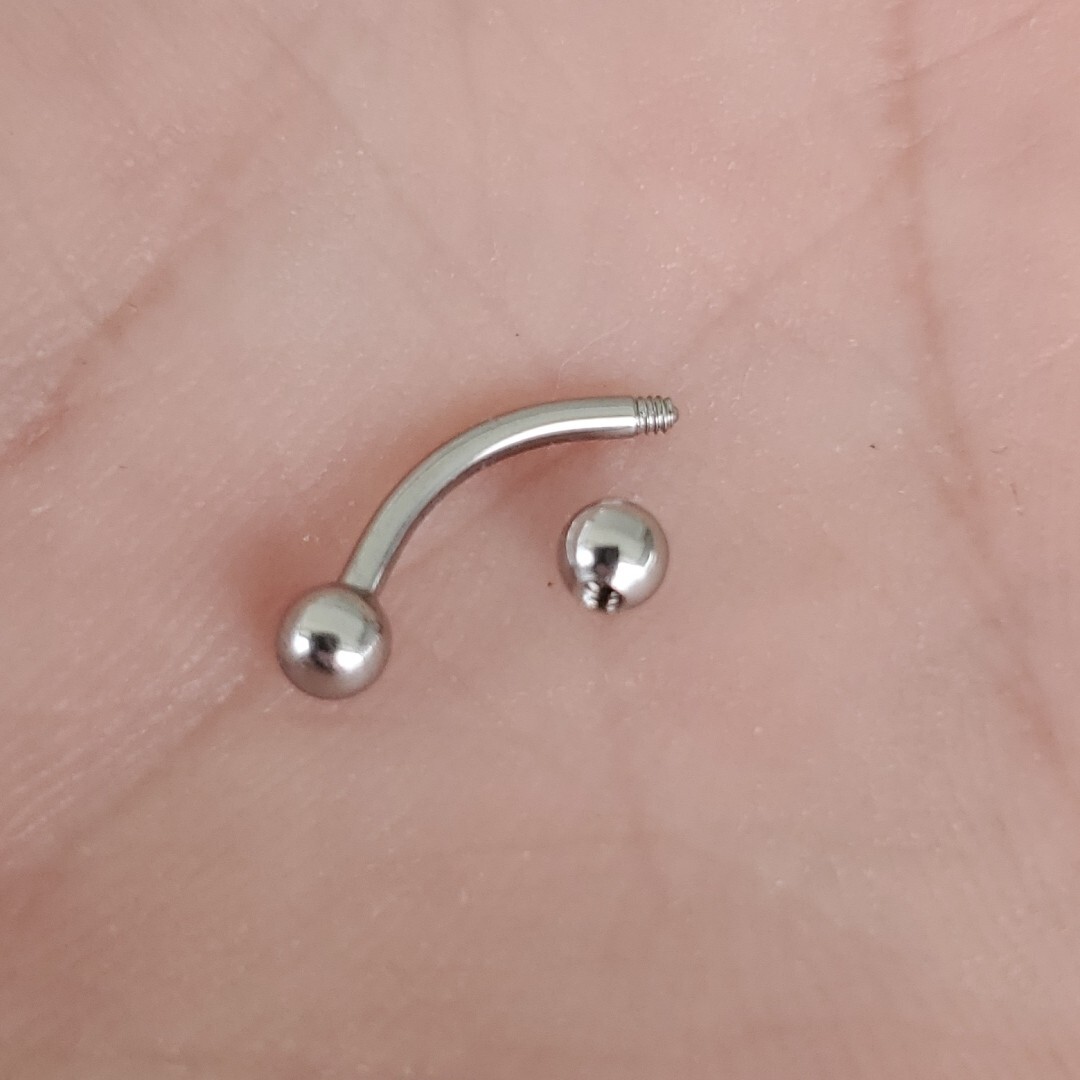 Surgical Steel Curved Barbell 18g 16g 14g 3mm Balls, 6mm 8mm 10mm 12mm Long -USA