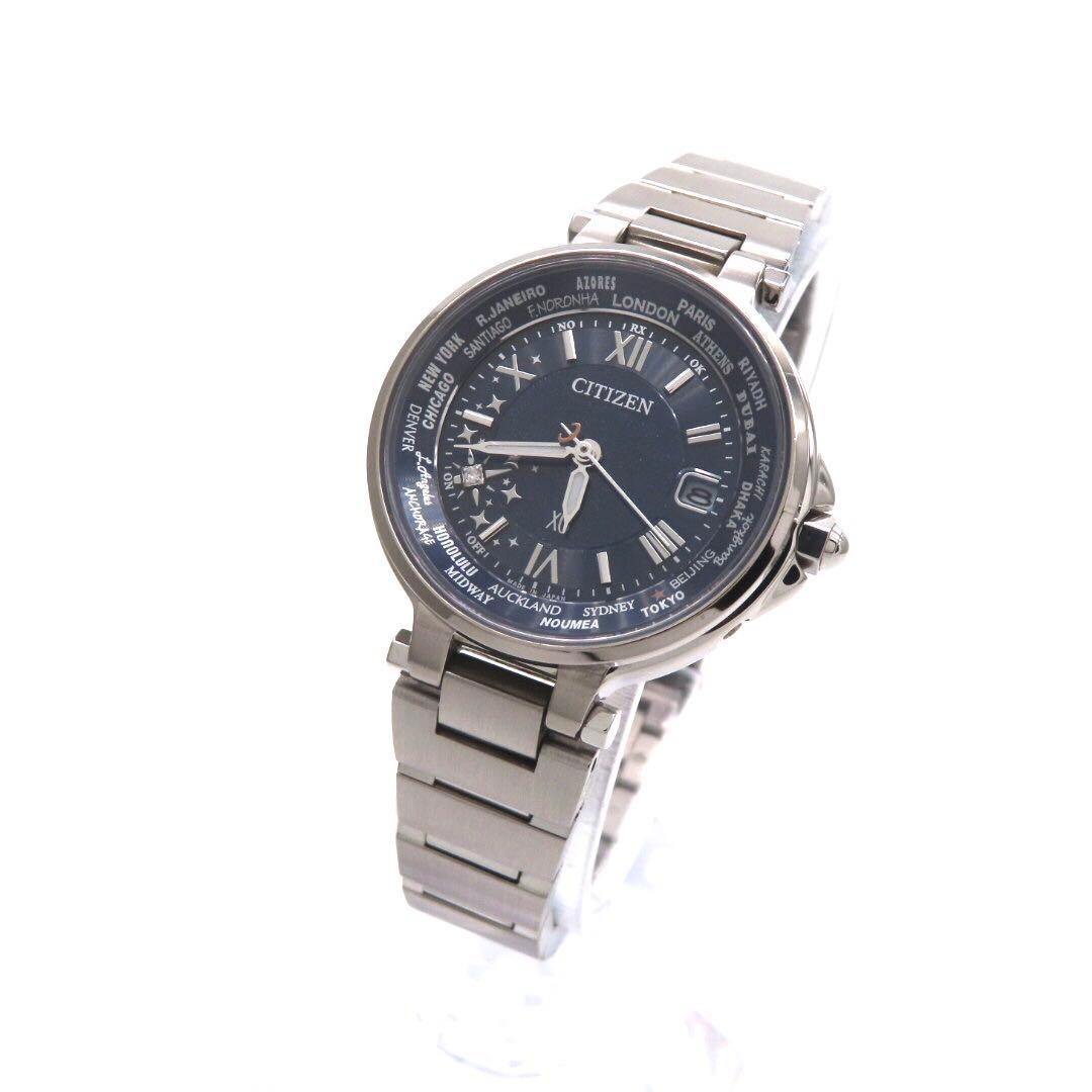 CITIZEN xC Happy Flight EC1010-81L Radio Solar Diamond Ladies Watch Navy Dial