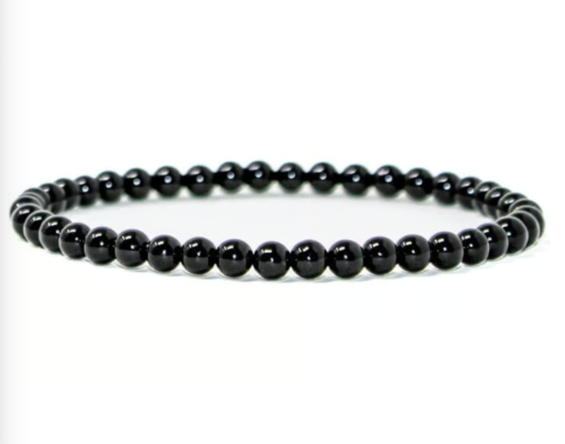 5pcs 4mm Natural Black Tourmaline Stone Bracelet Healing Crystal Jewelry Gifts