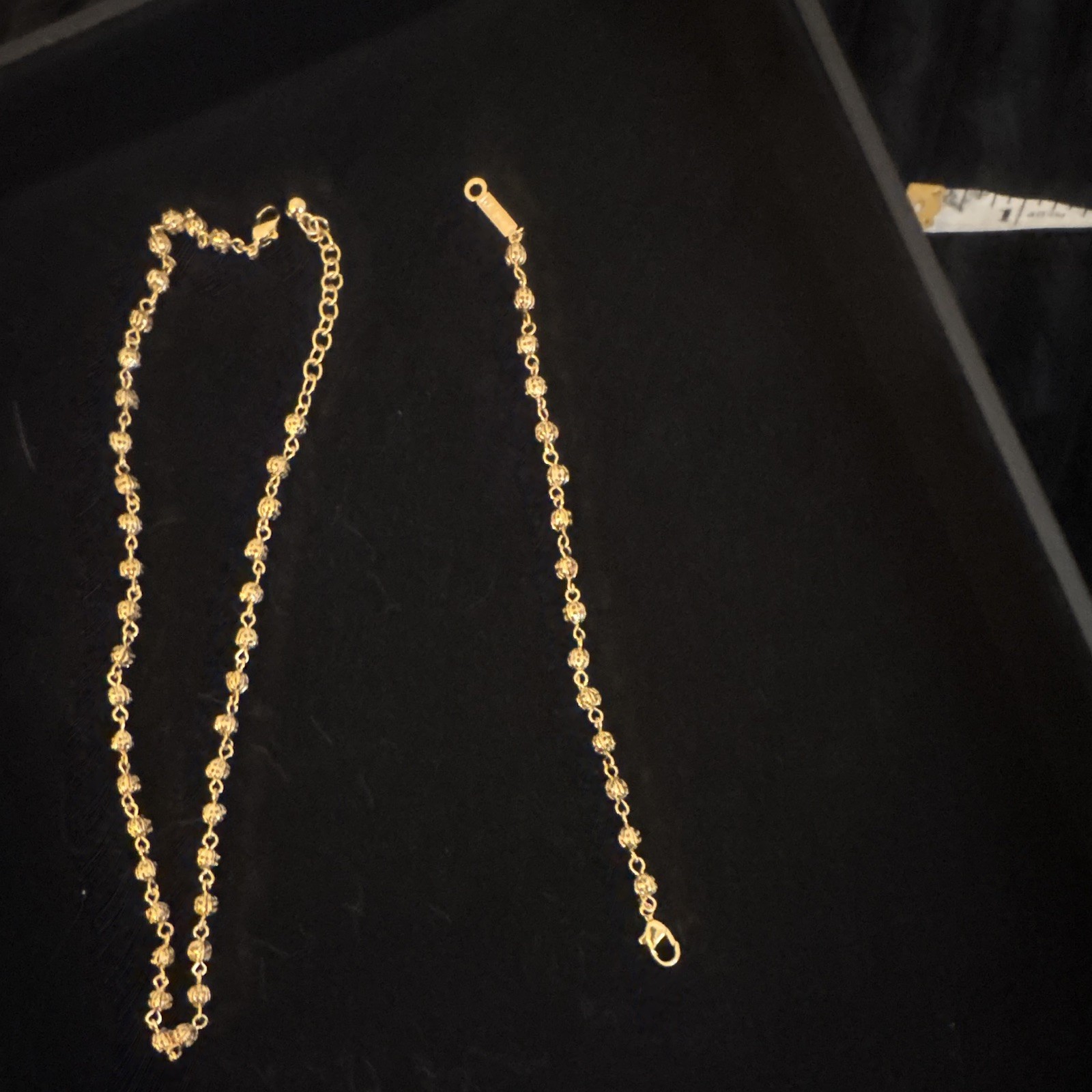 Napier Signed Gold Tone bead ￼ Jewelry Set Necklace Bracelet & Earrings