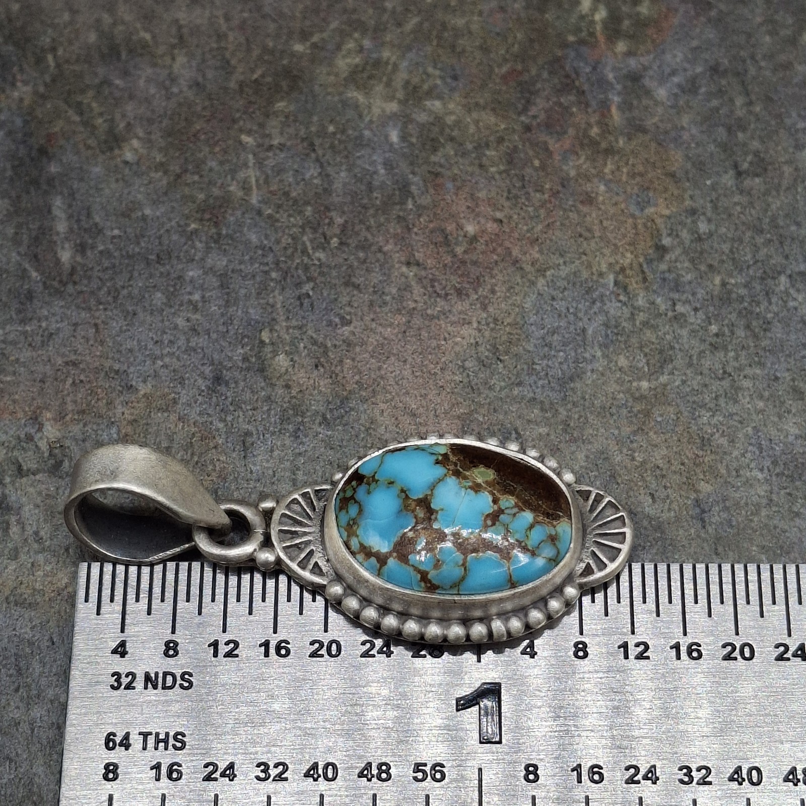 Number 8 Turquoise Pendant 925 Sterling Silver Southwestern Native Style