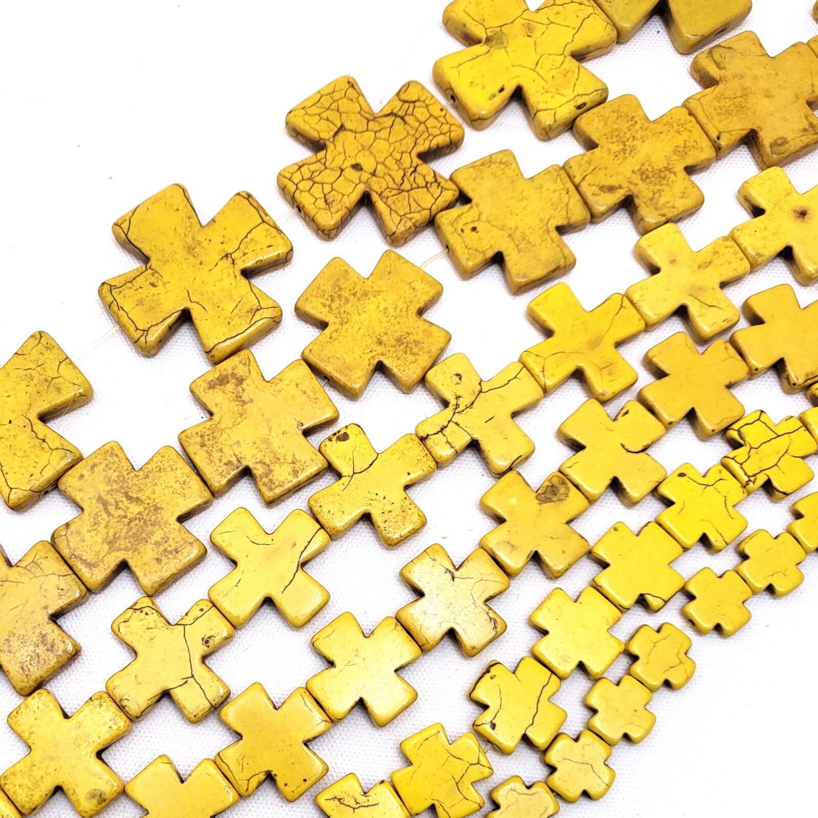 Yellow Cross Square Howlite Turquoise Spacer Loose Bead 15mm 20mm 30mm 15″ DIY