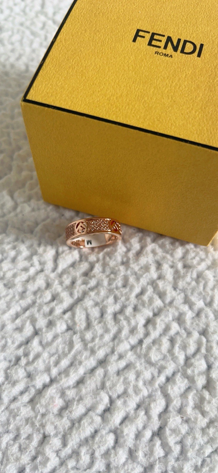 Fendi F Is Fendi Ring Crystal in Rose Size Medium/ M