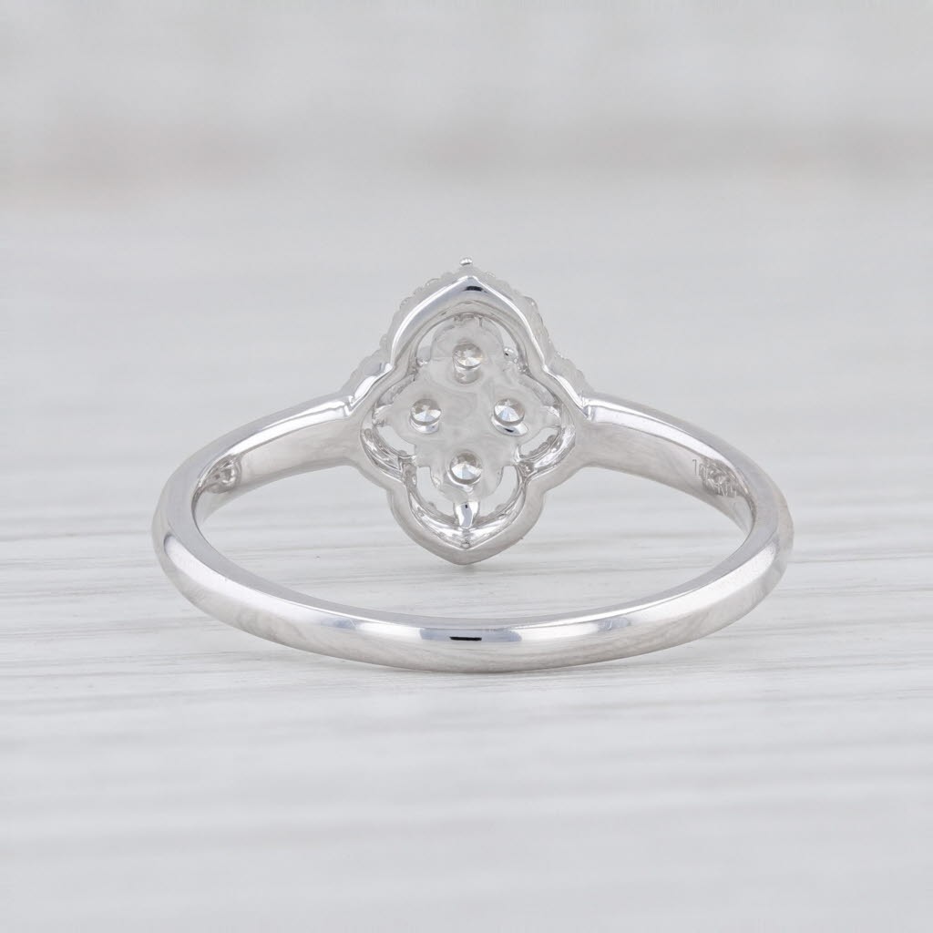 New 0.23ctw Diamond Halo Ring 10k White Gold Size 7 Cluster