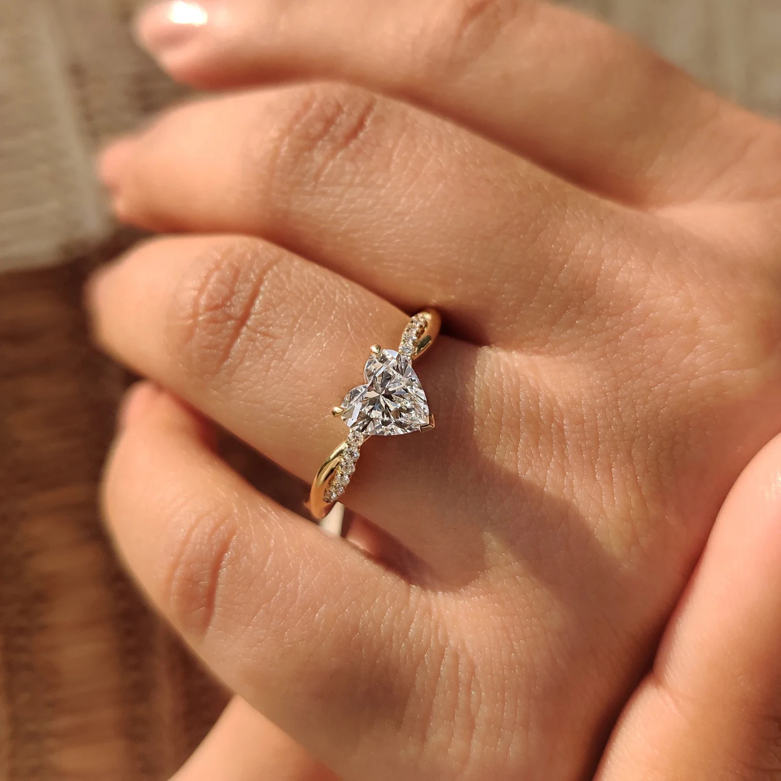 Lab Grown Diamond Ring 14k Yellow Gold Heart Cut 2.4 Ct IGI Certified VVS E F
