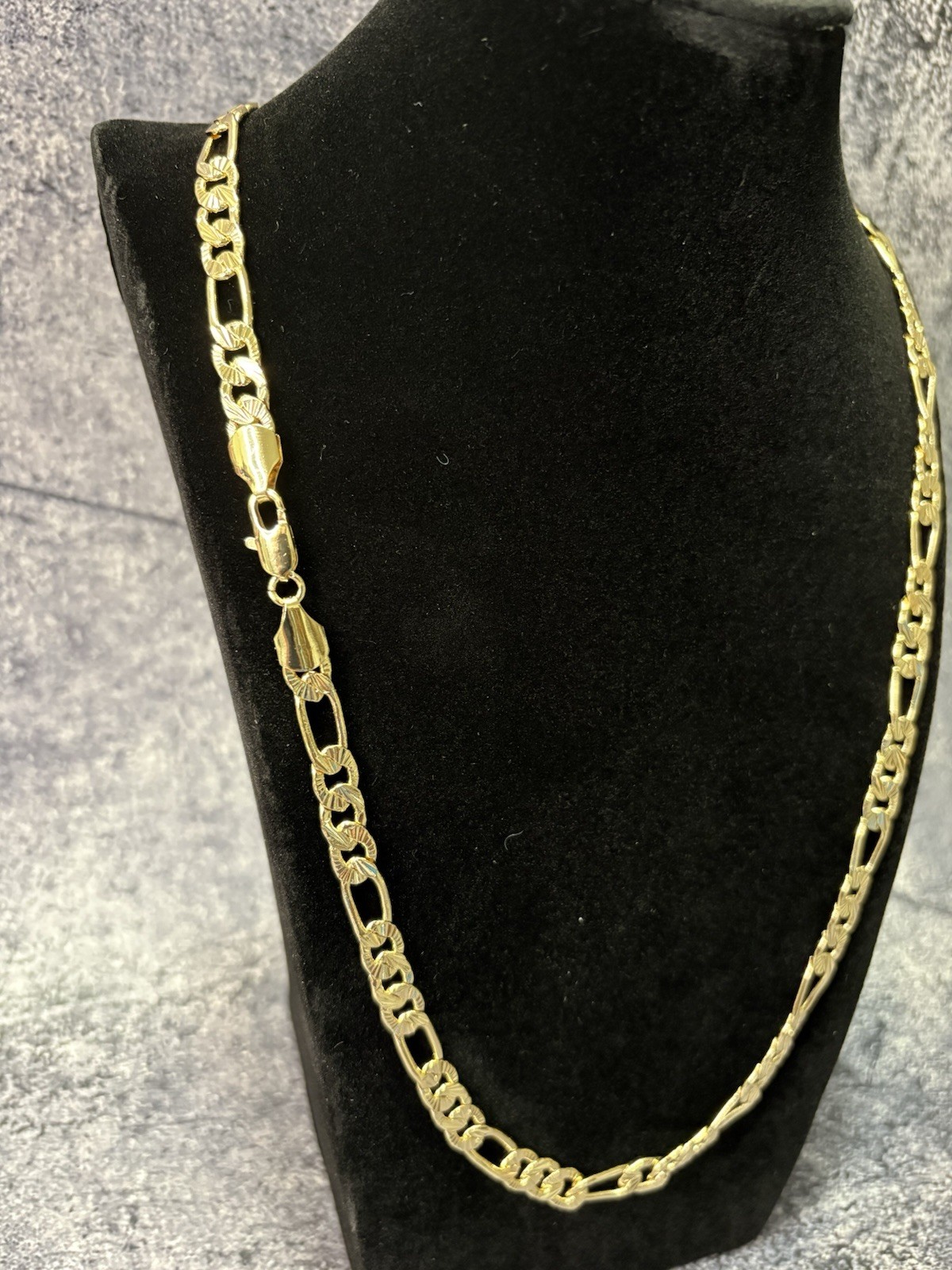 14K Gold Filled Figaro Link Chain Necklace 24”, 8mm Diamond Cut Long Link Unisex