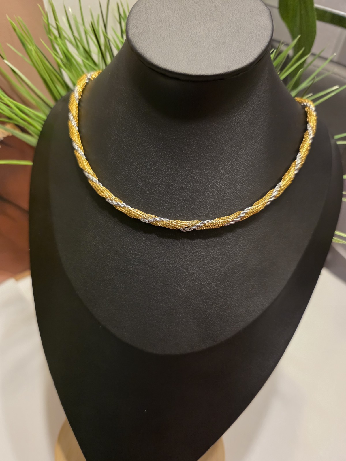 Gold & Silver Tone Metal Rope Chain Necklace, Lobster Clasp, No Stone