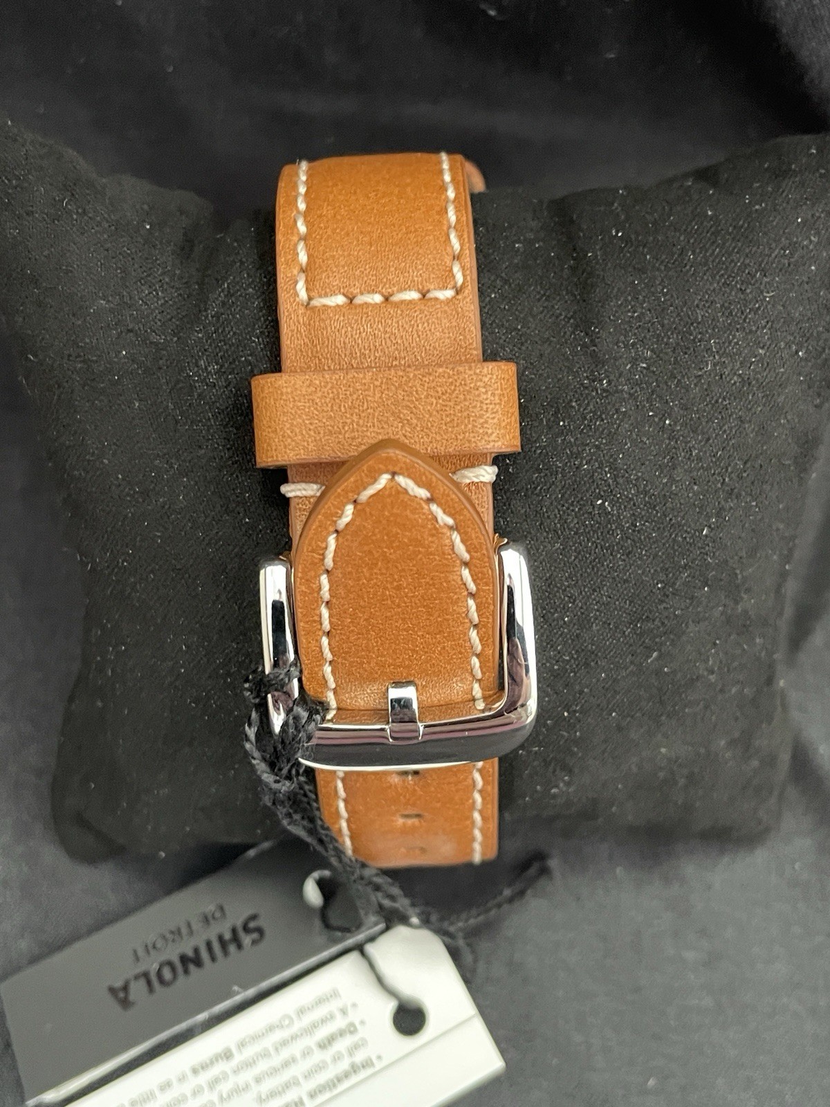 Men’s Shinola Runwell Argonite 1069 Cream Dial Brown Strap Quartz Watch 47mm NWT