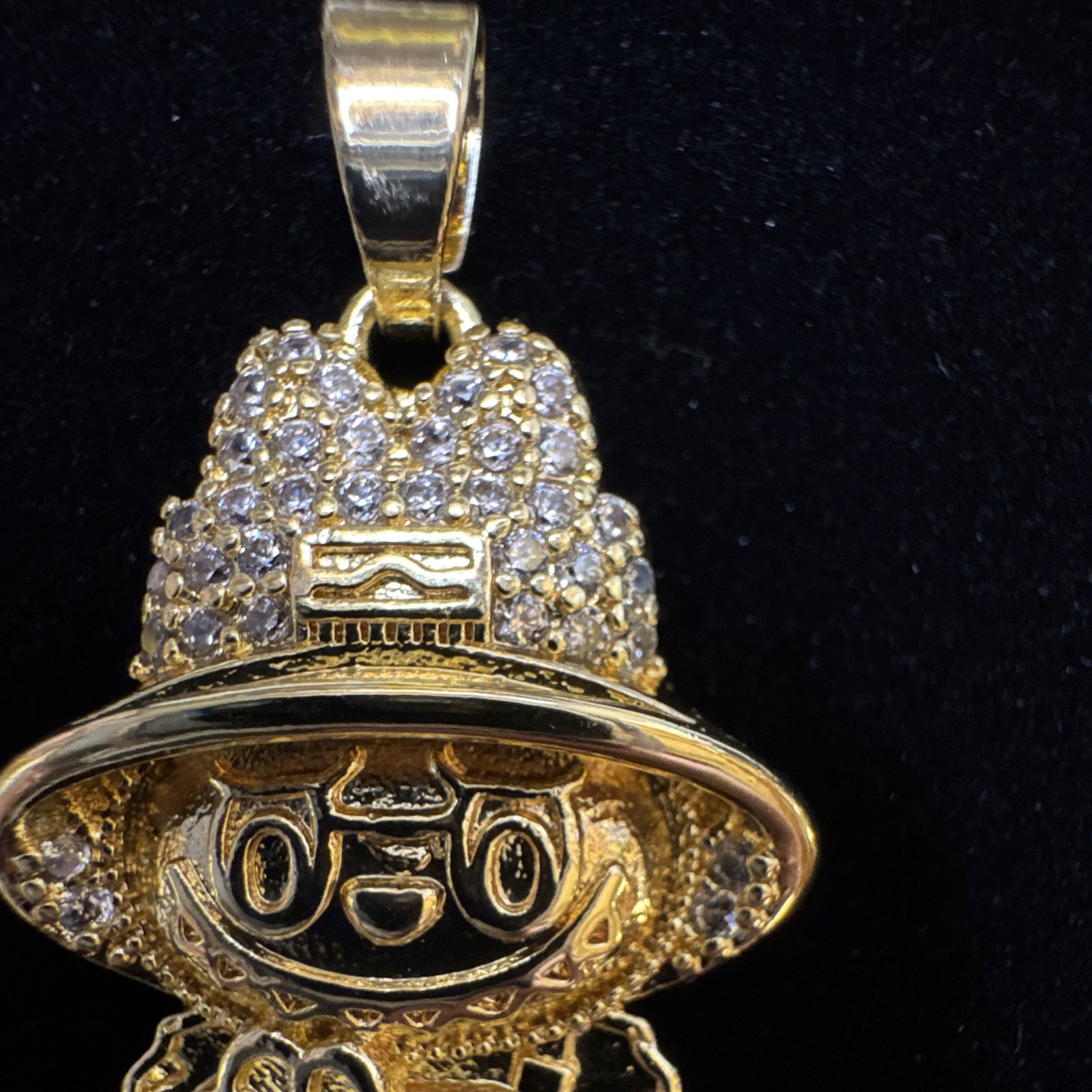 Necklace Pendant Cartoon BuBu 14K Gold Filled, Cz Stones, 24.7mm