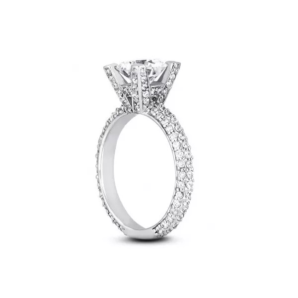 Side Stone Engagement Ring Solid Platinum 3.17 CT Round Lab-Grown Diamond D VS2