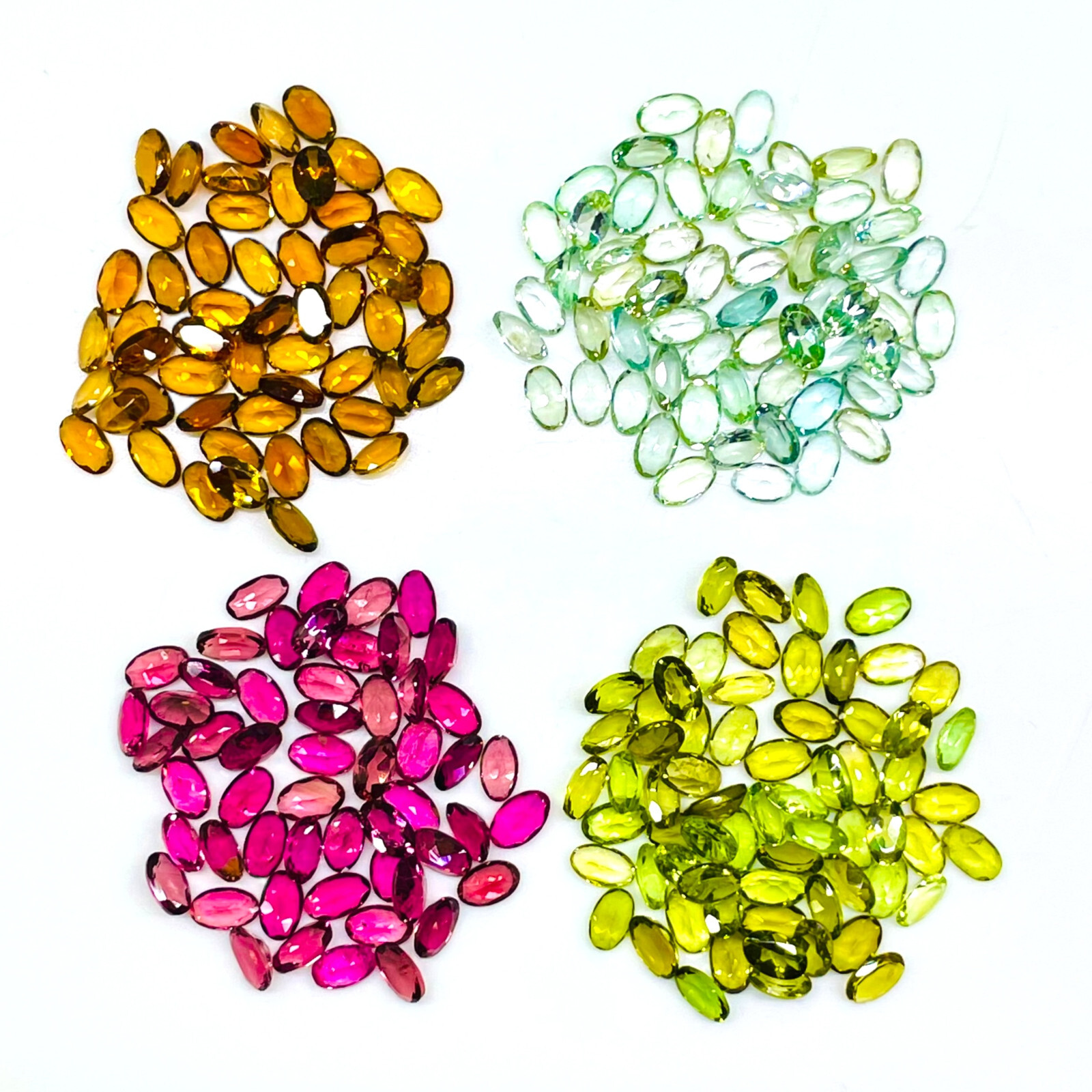 VVS 24 Pcs Natural Multi Tourmaline 5x3mm Oval Cut Loose Untreated Gemstones