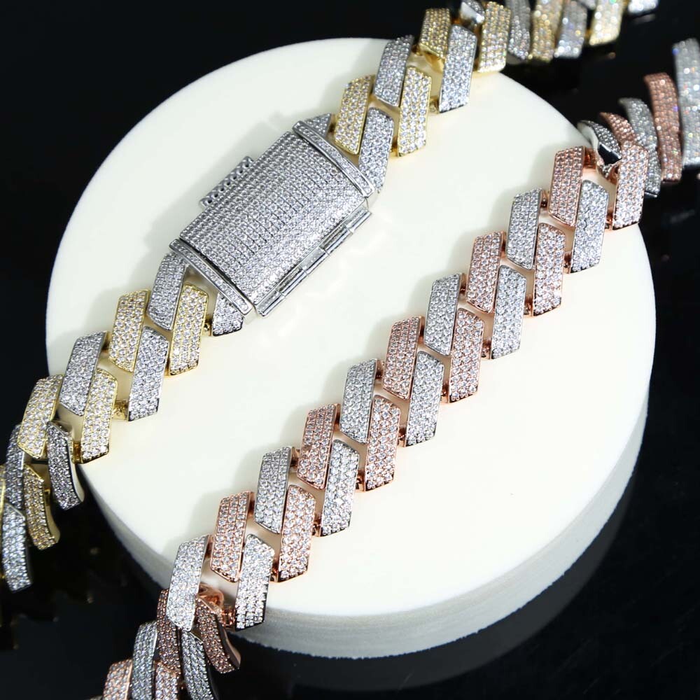 Men’s 30ct Real Moissanite Cuban Link Necklace Chain 15 mm/ 20″ Necklace