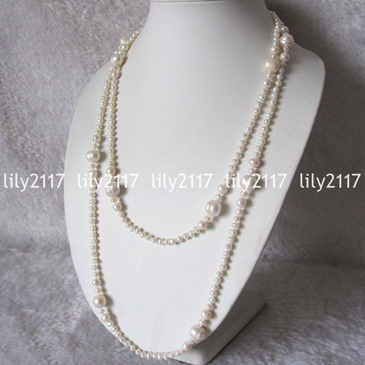 Natural 6-12mm Akoya Gray White Black Freshwater Culture Pearl Necklace 28-100”