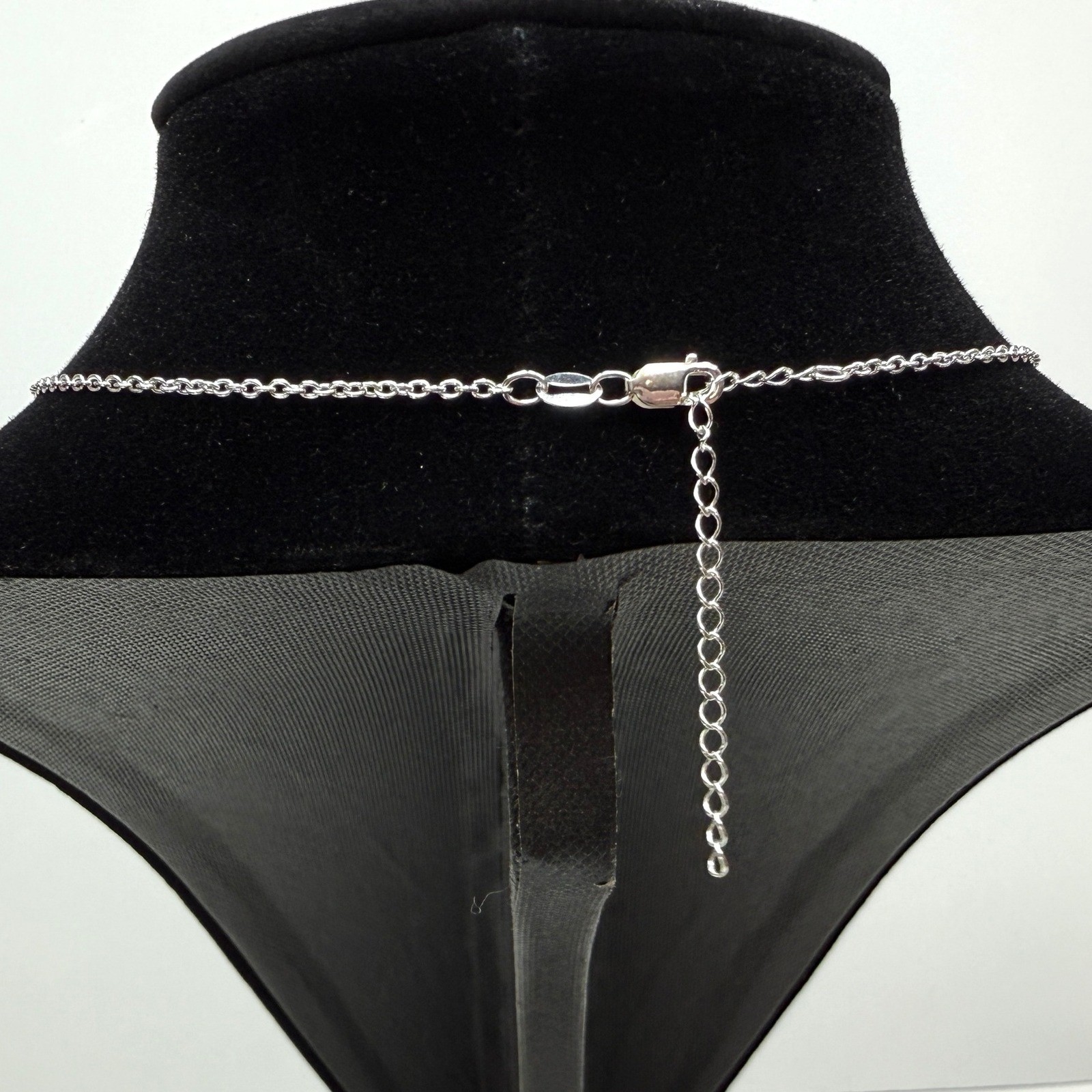 Artistry 925 Sterling Silver Pendant Necklace Pave Rhinestone Jewelry 9.5 in L
