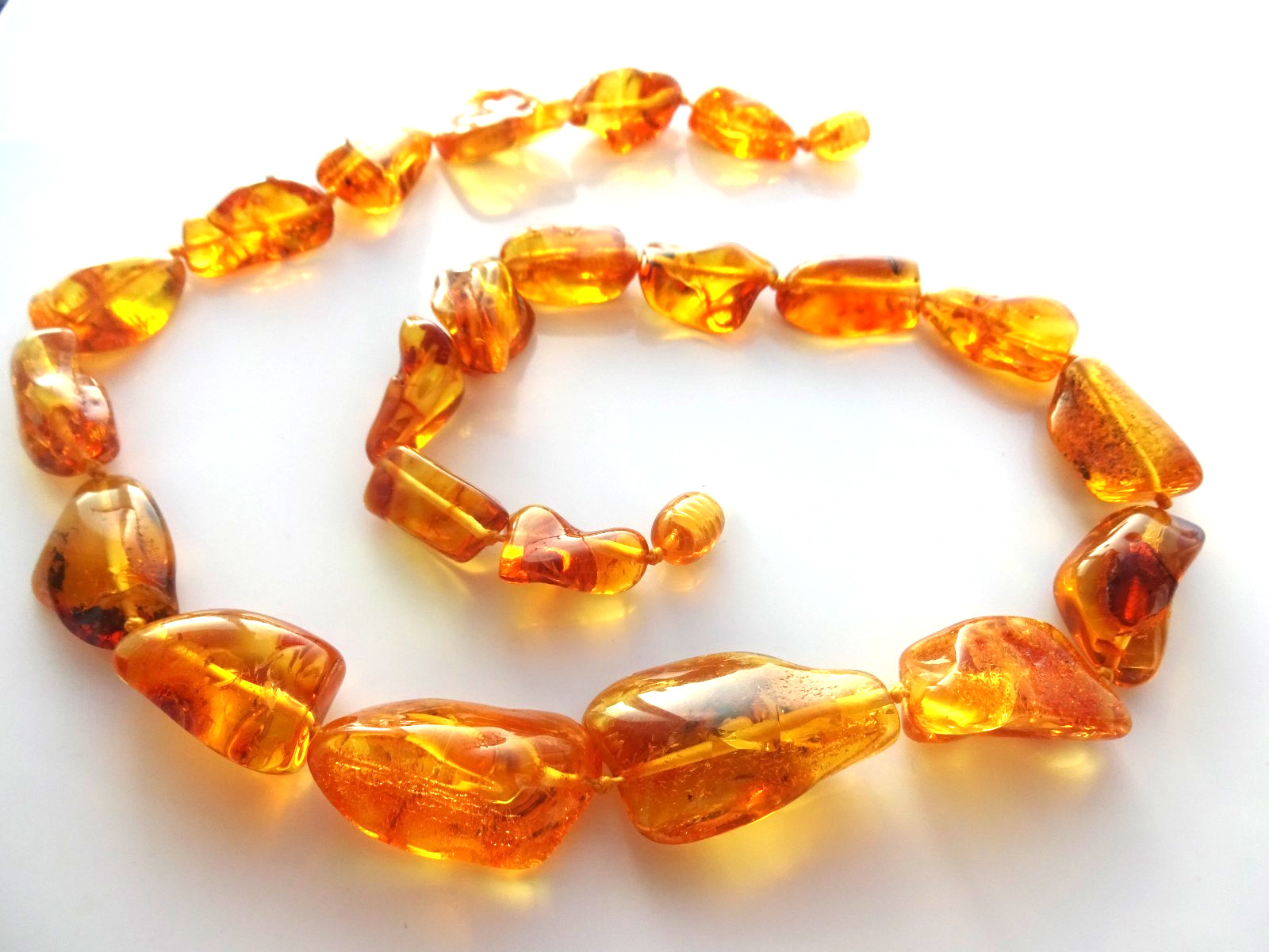 Natural Amber Bead Necklace – Baltic Style – Honey Color 17.7” 45cm