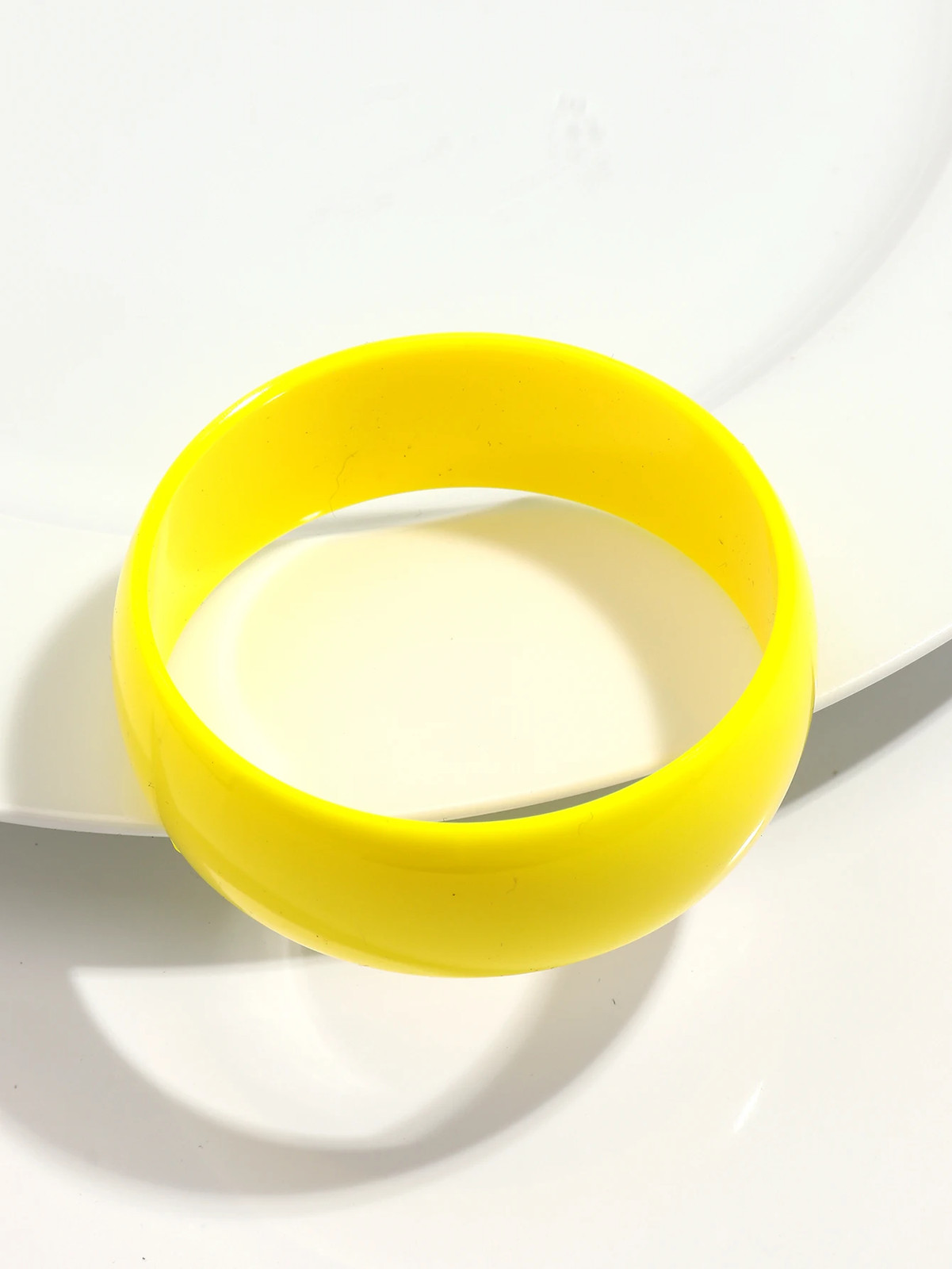 Acrylic Resin Chunky Bangle Women Fluorescent Color Round Wide Strand Jewelry