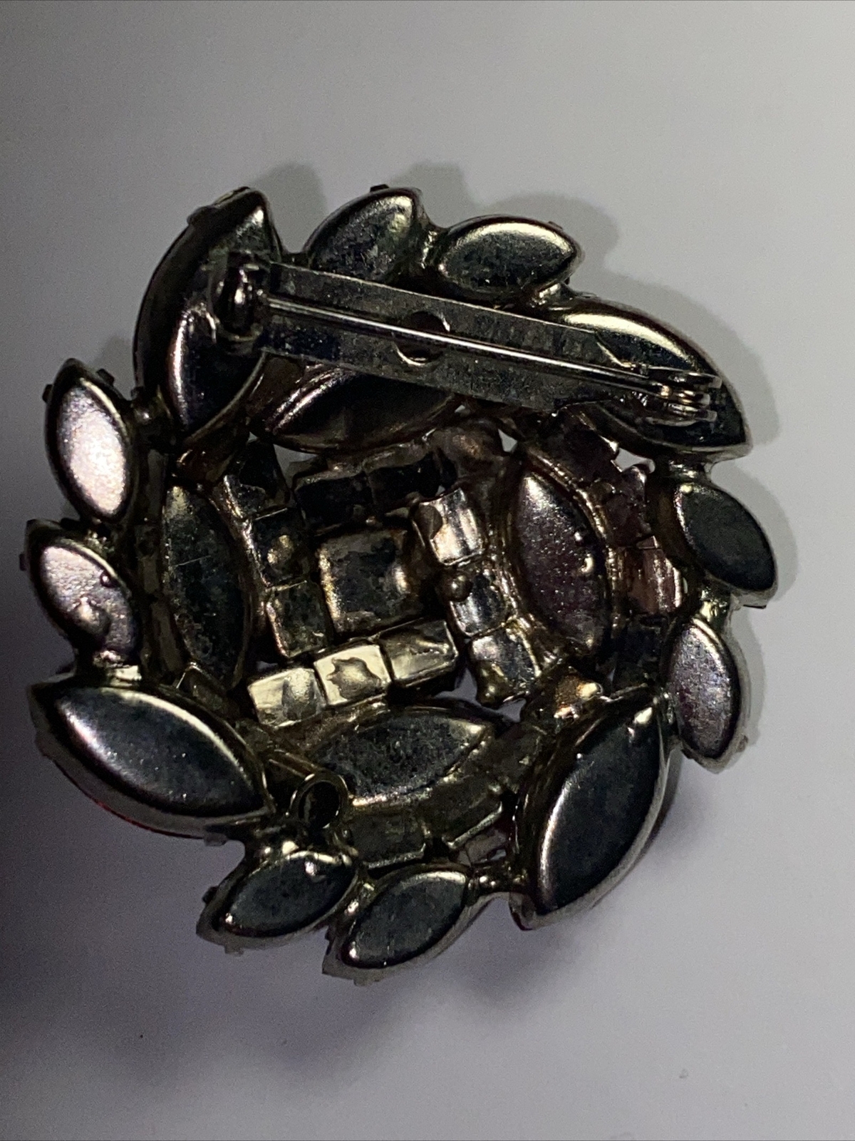 Brooch Pin Huge Open Back Crystals 2.75” Long Vintage Beauty