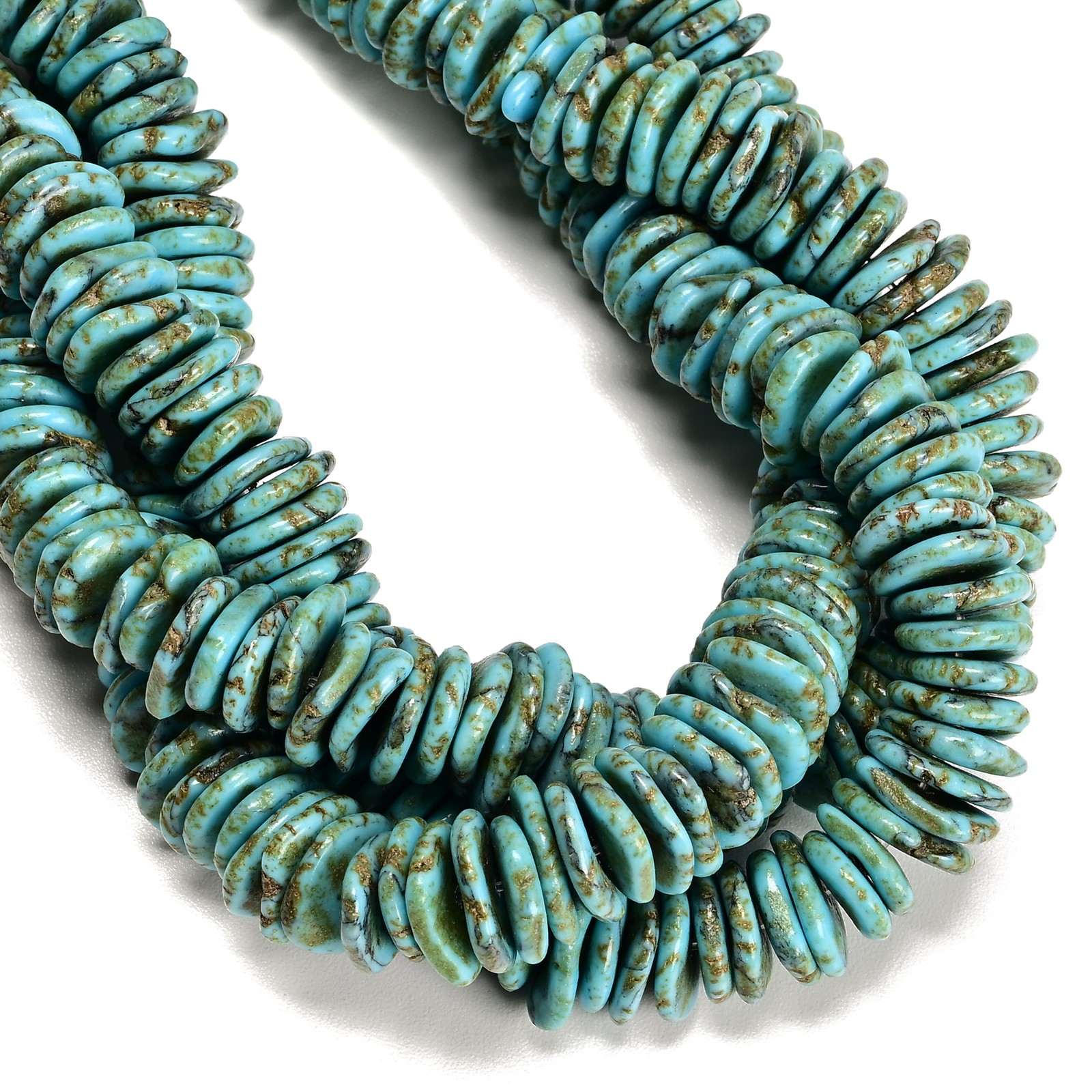 Blue Magnesite Turquoise Graduated Slice Discs Beads Size 10-17mm 15.5” Strand