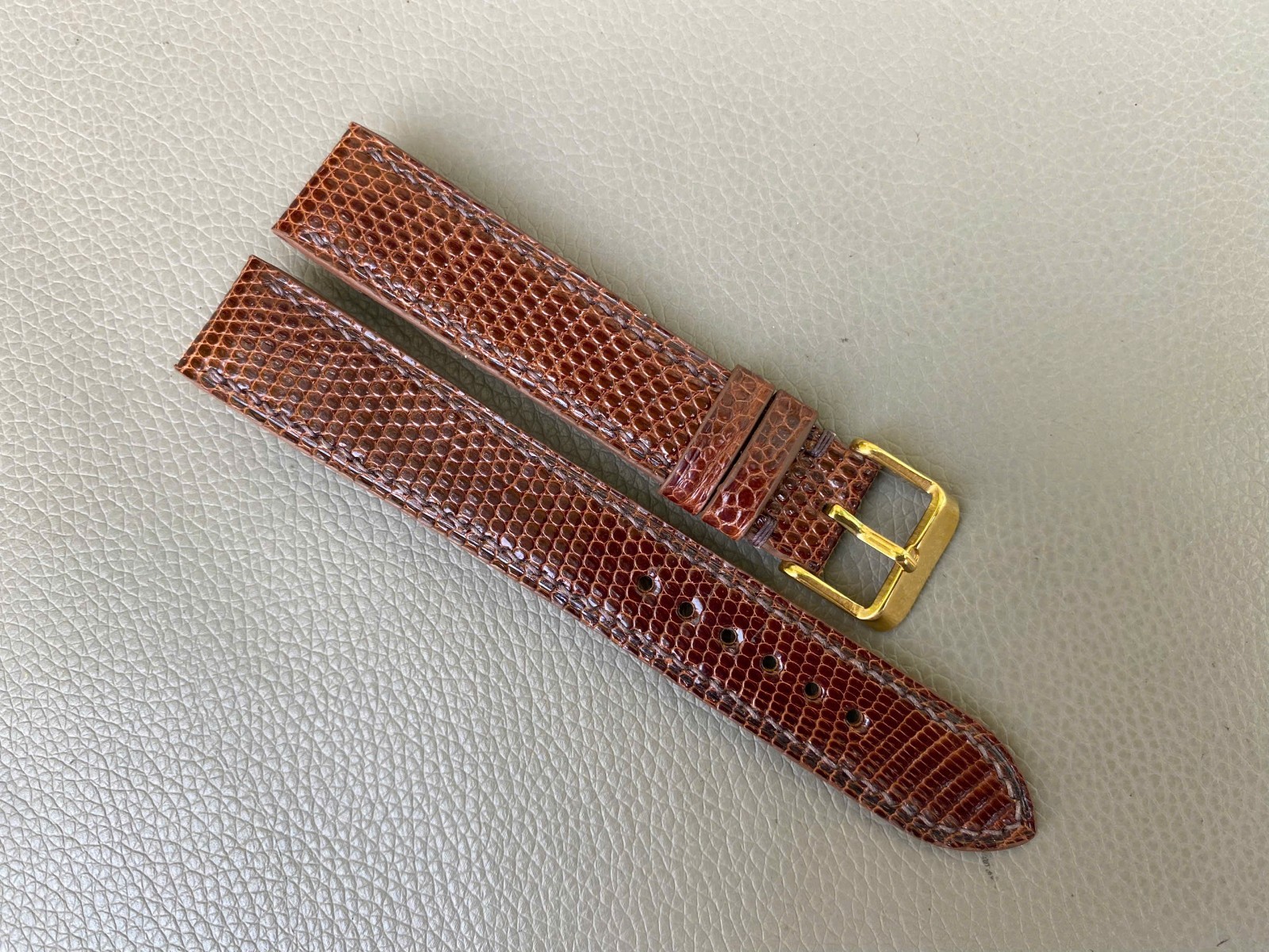 Open Ended Brown Genuine Lizard Leather Watch Strap size 12 13 14 15 16 17..26mm