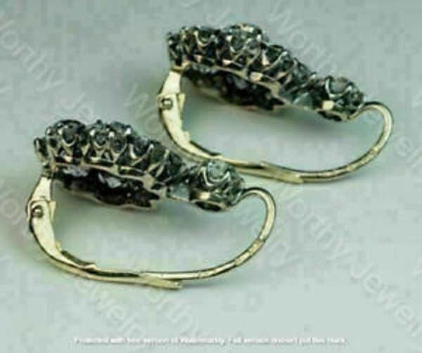 2Ct Lab Created Diamond Antique Cluster Drop/Dangle Earring 14k Yellow Gold Over
