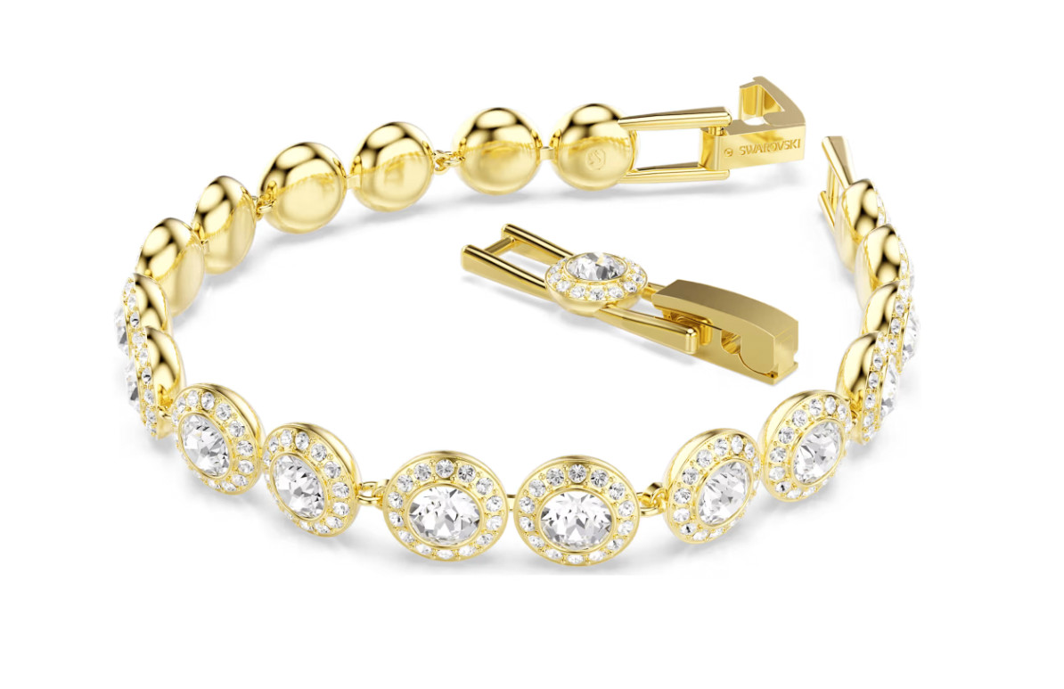 Swarovski Una Angelic Crystal Bracelet White Round Cut 18K Gold Tone Medium