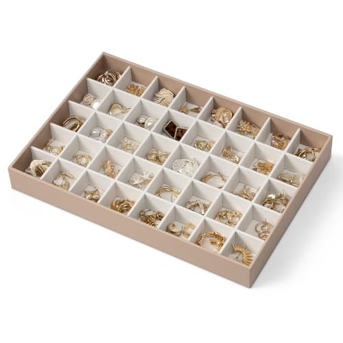 Stackable Jewelry Tray, Drawer Organizer, 40-Grid Display,| 40 40 Grids Toffee
