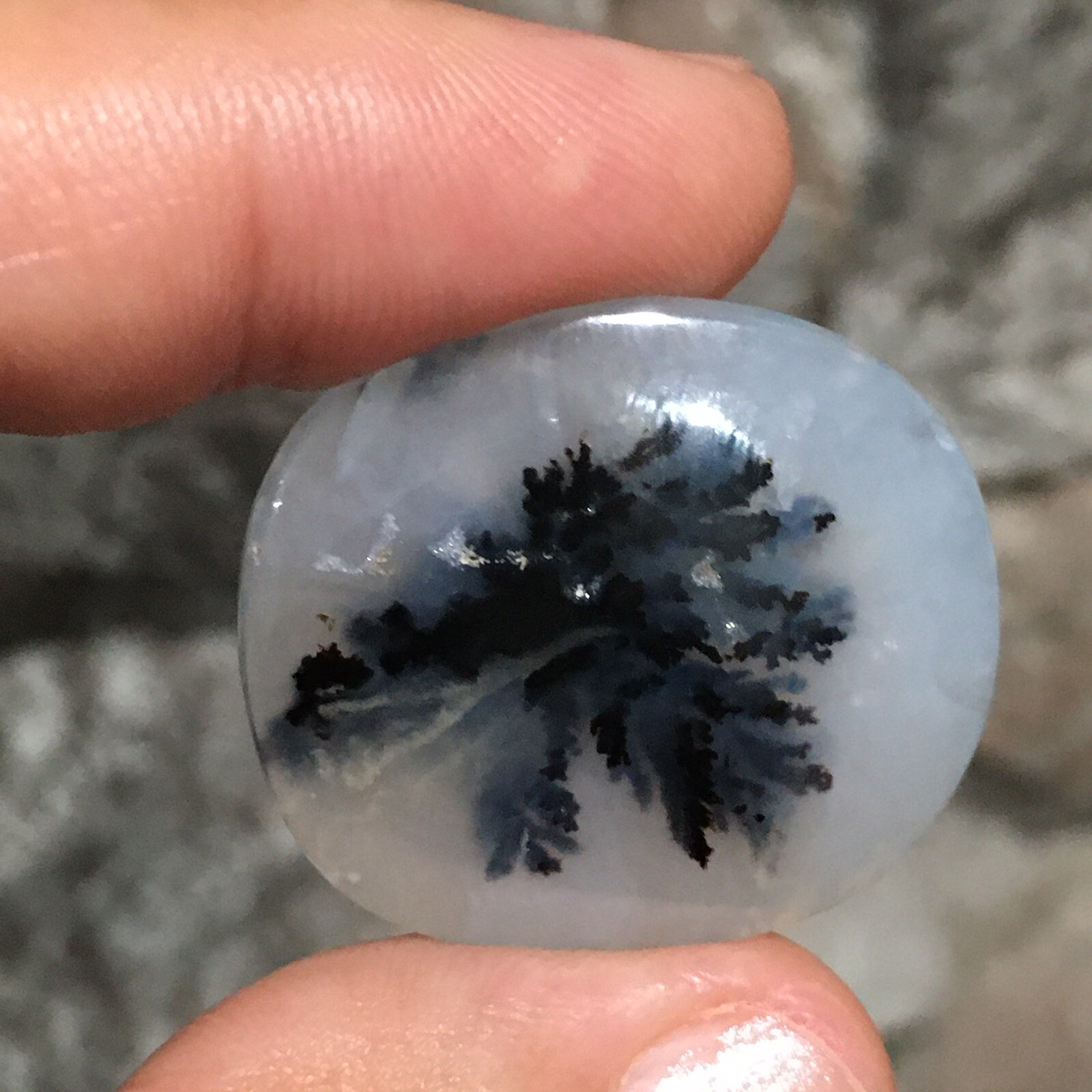 30.5x27x6mm Dendrite Agate Picture Cabochon Loose Stone