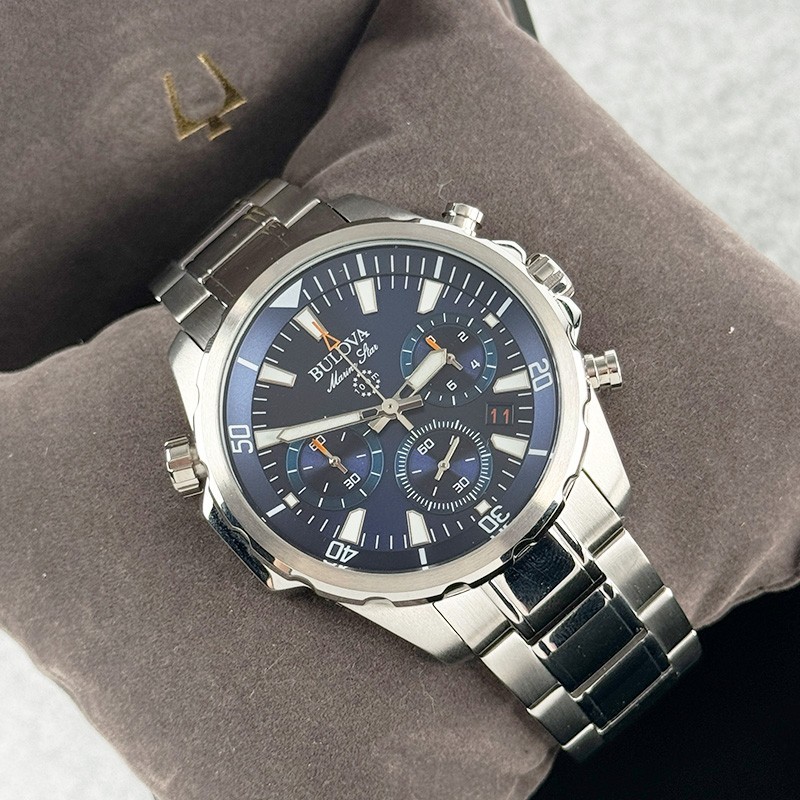 Bulova Marine Star 96B256 Blue Dial Men’s Quartz Watch Stainless Steel 43mm