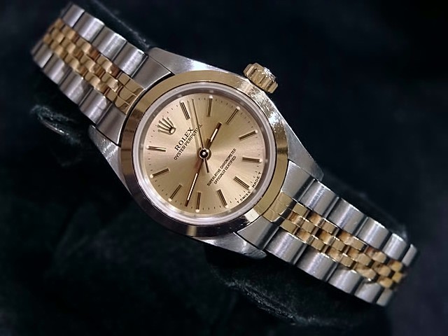 Lady Rolex 2Tone 18K Gold/Stainless Steel Oyster Perpetual Watch Champagne 67183