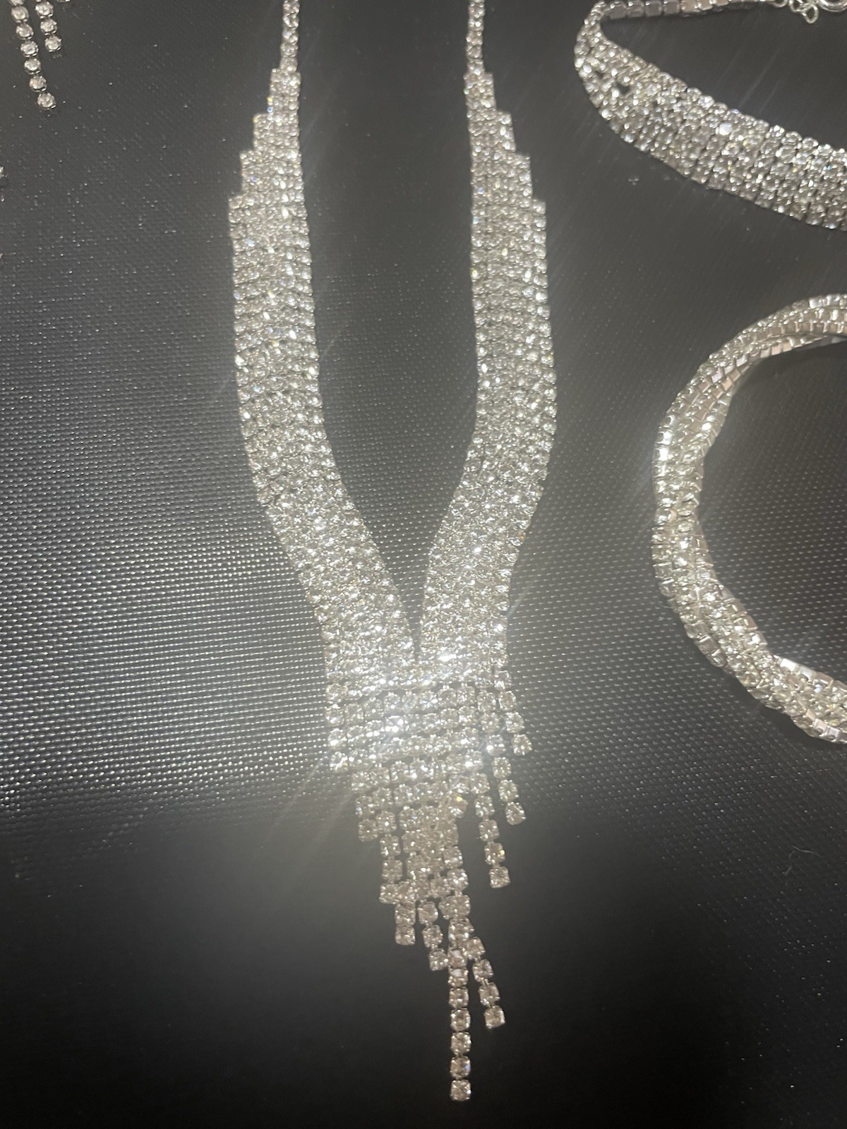 Silvery Sparkle Collection Vegas Bling Statement Necklaces Earrings Bracelets